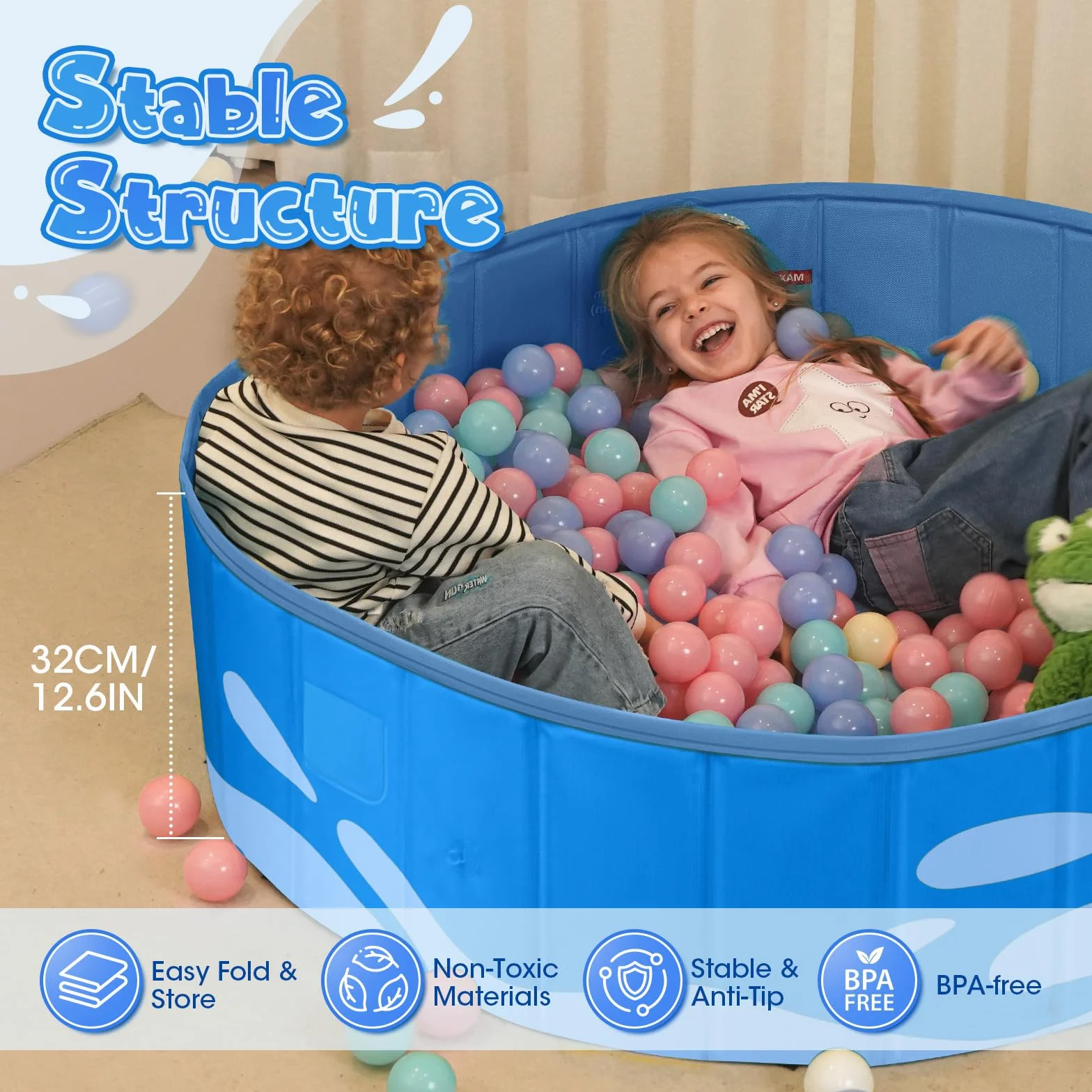 Peradix Piscina Infantil con Toldo 120 cm Plegable Protección Solar UPF50+ para Bebés y Niños