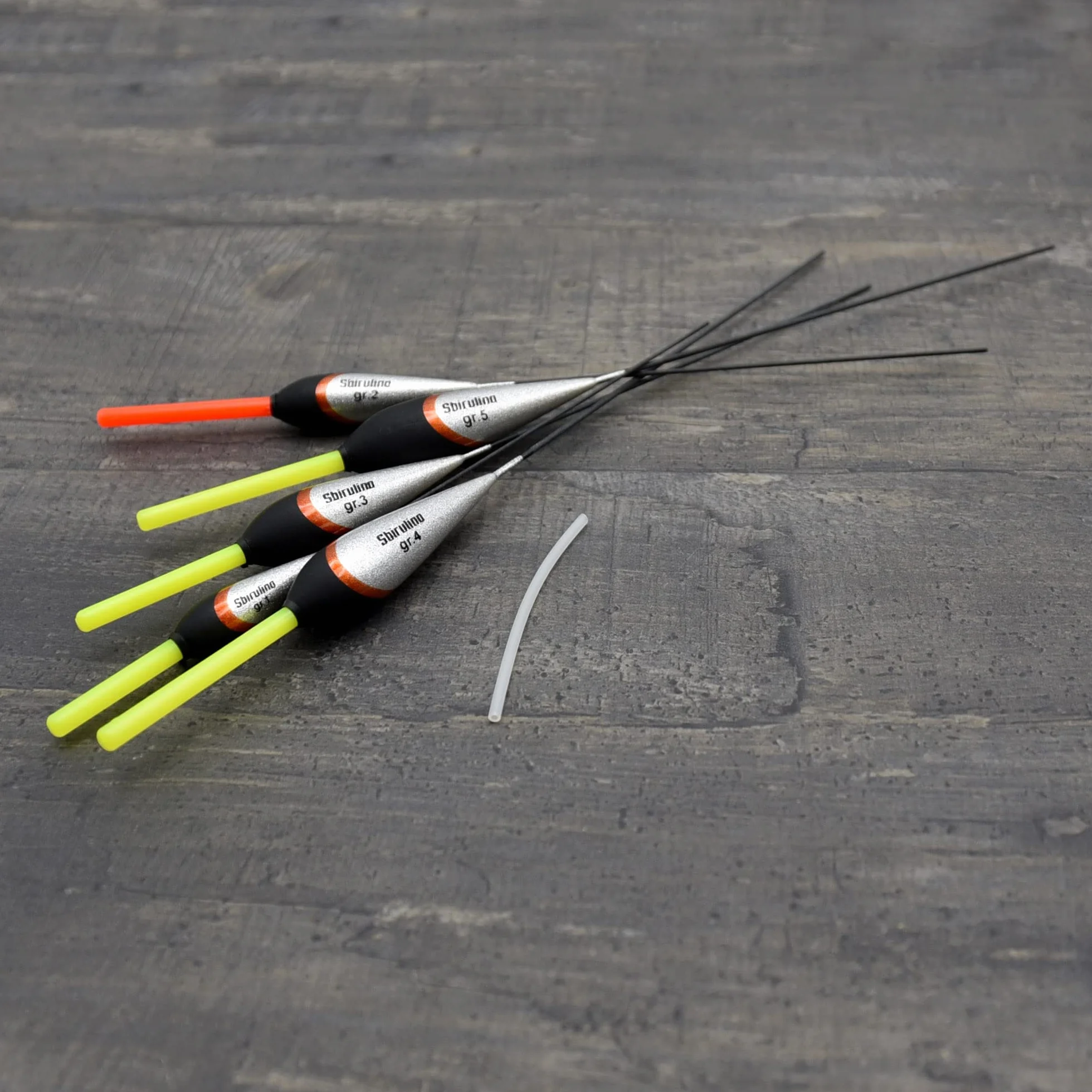 Sbirulino® Juego de 5 flotadores de Pesca con Portador de 4,5 mm. Caja Portador y Funda incluida en el Kit.