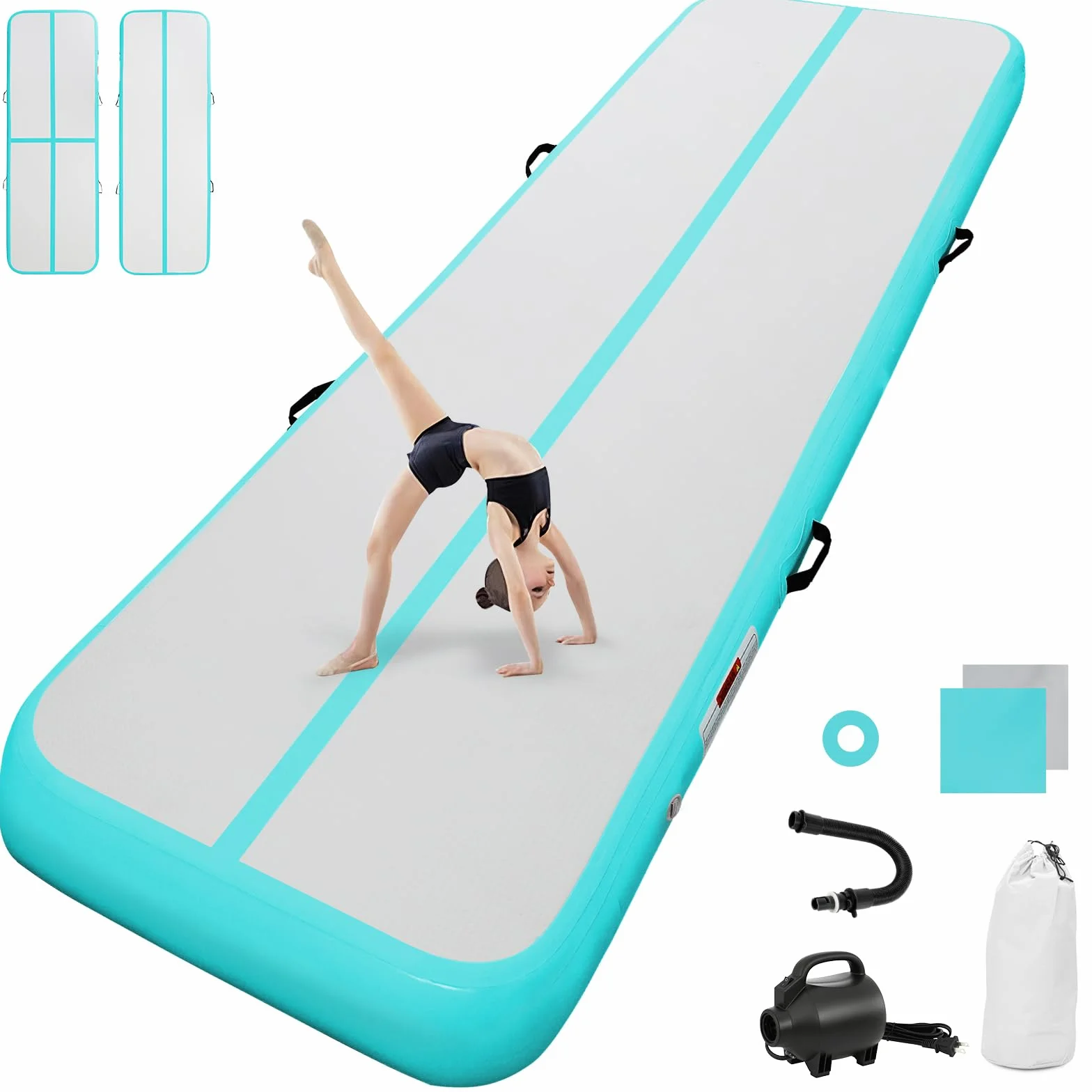 Colchoneta Gimnasia Artística 10cm/20cm Gruesa 3-12M Tumbling Mat Inflable con Bomba Eléctrica