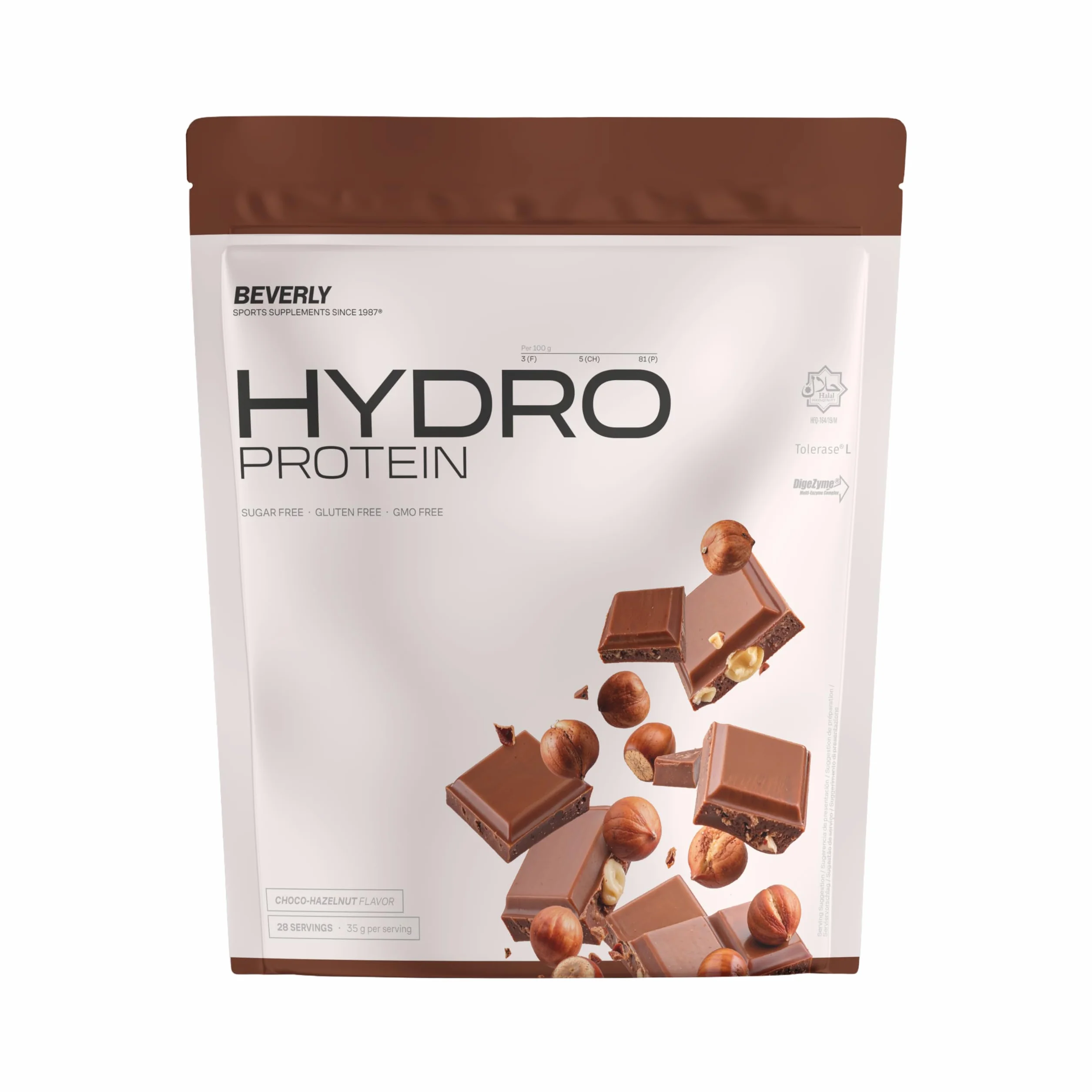 Beverly HYDRO PROTEIN Proteína Hidrolizada de Suero 1 kg 29 g Proteína por Ración DigeZyme Tolerase Alta Digestibilidad Chocolate avellana