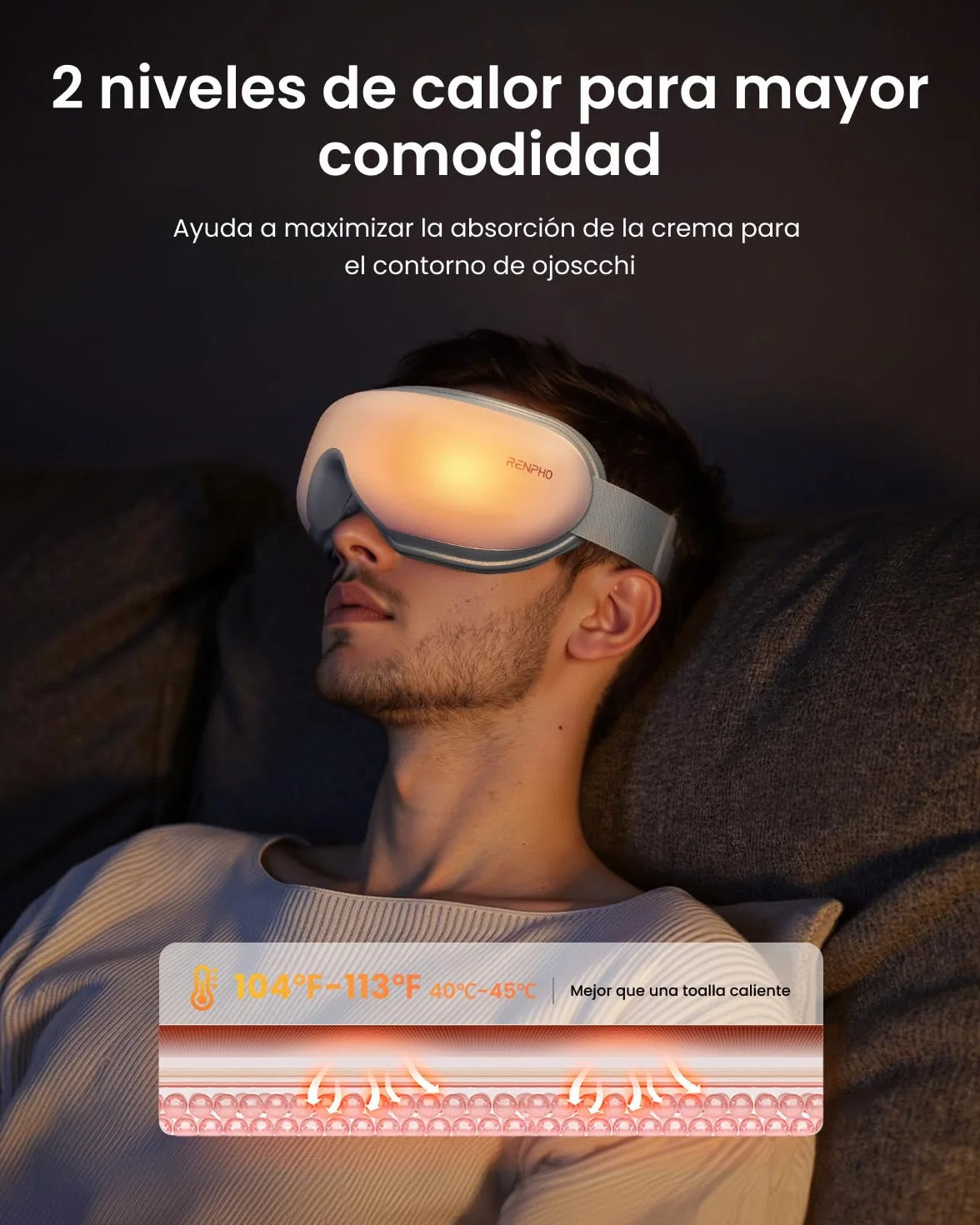 RENPHO Masajeador de ojos con calor y compresión de aire, aliviar tensión ocular, regalo para mujer