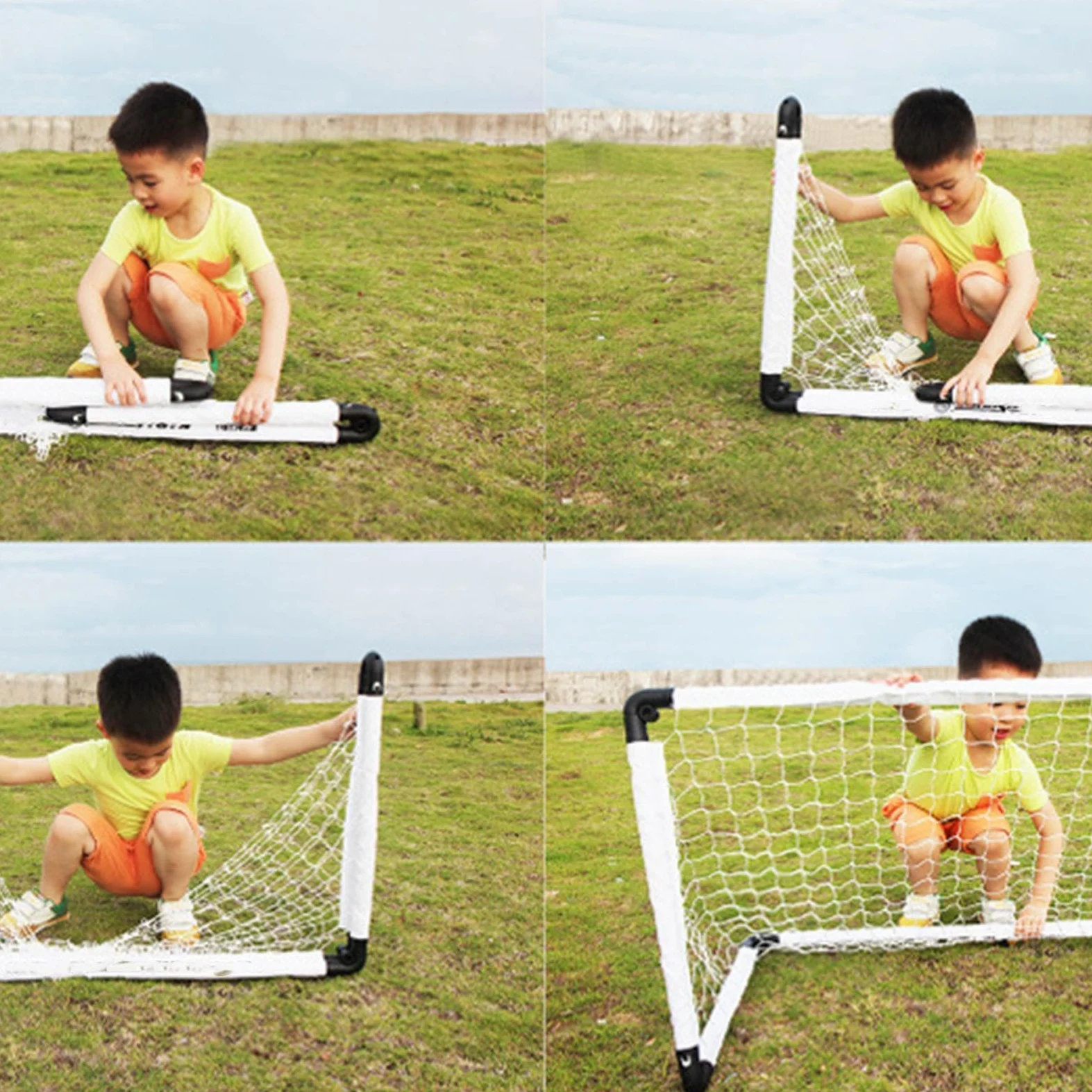 Portería de fútbol para niños, portería de fútbol juvenil con bomba de balón, bolsa de transporte, red de práctica, equipo de entrenamiento de fútbol plegable para patio, jardín, parque