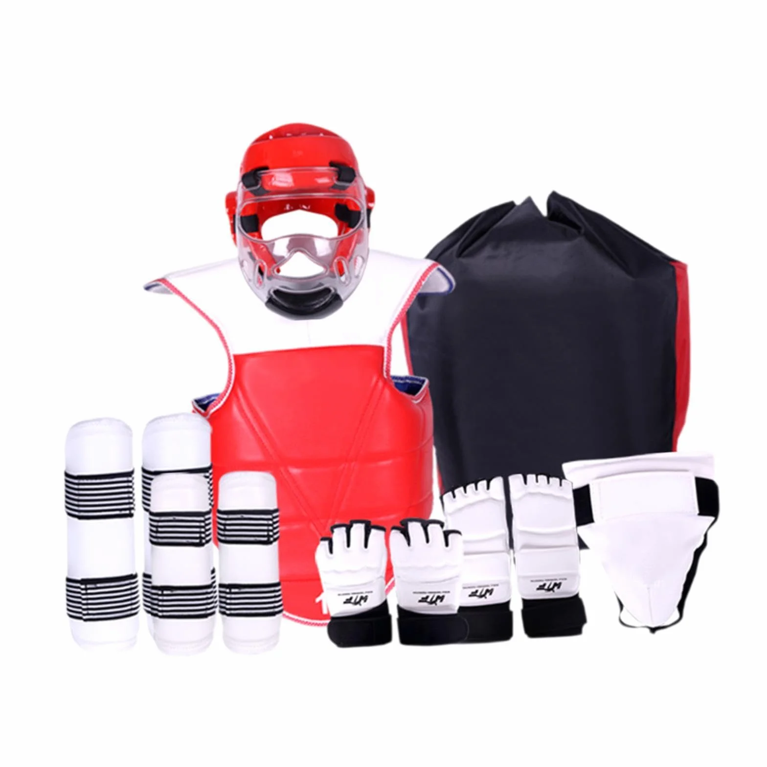 Kit Completo de Taekwondo 8 Piezas - Equipo Entrenamiento EVA/PU - para Taekwondo, Karate, Kickboxing, MMA - Incluye Bolsa Almacenamiento