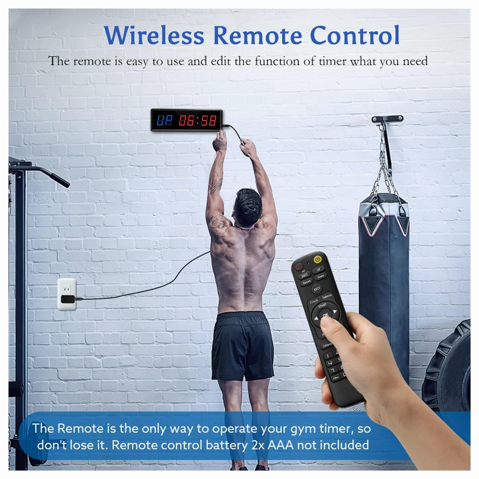 Temporizador De Entrenamiento Gimnasio Portátil, Reloj Fitness con Cuenta Atrás/Arriba, Cronómetro Intervalos Garaje Deportivo Remoto Precision Timing