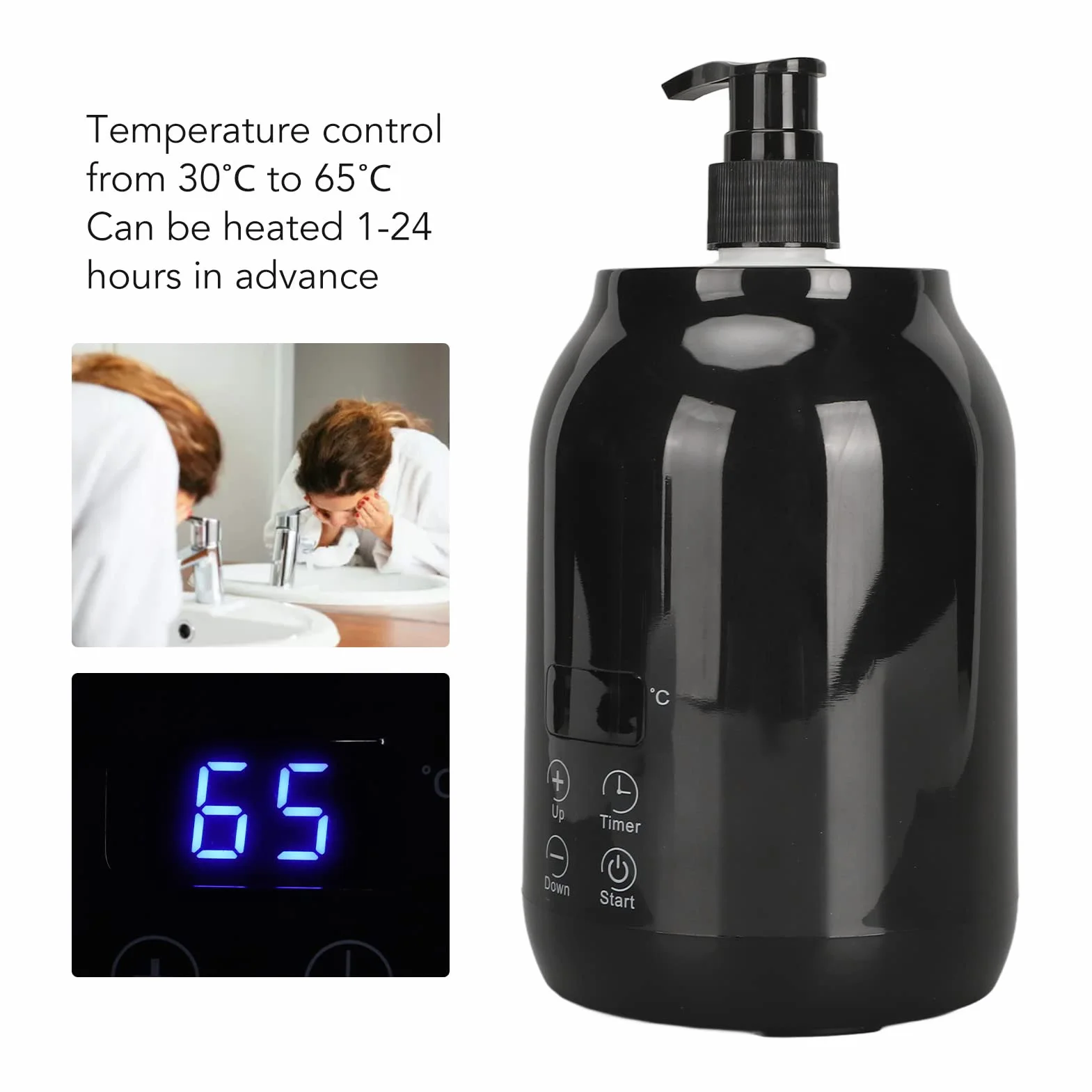 Calentador de Loción con Pantalla LED y Temperatura Ajustable, 2 Botellas de Aceite de Masaje