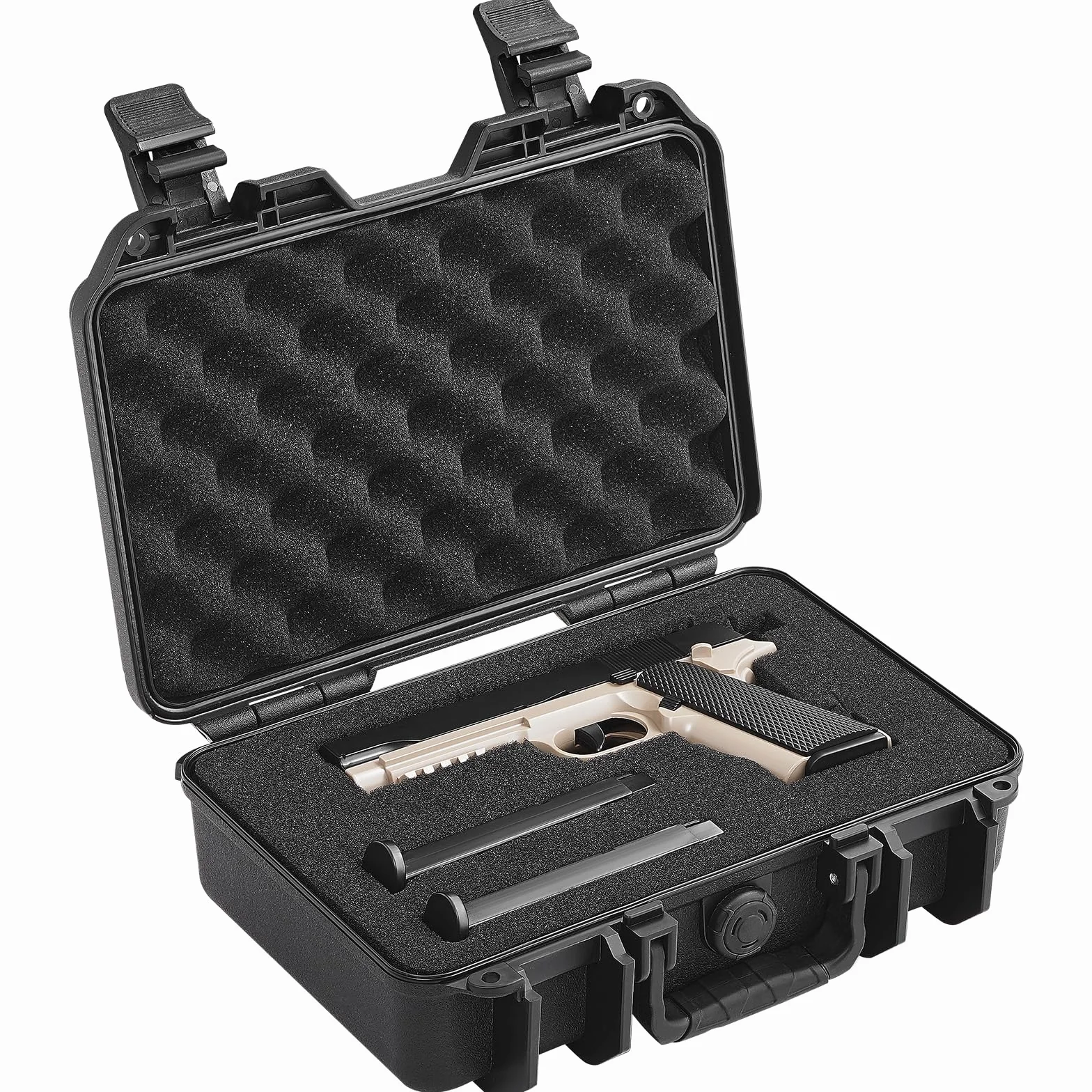 VEVOR Estuche Rígido para Pistola con Espuma de PU Precortada, 320x240x118 mm, Resistente al Agua y Polvo, Negro