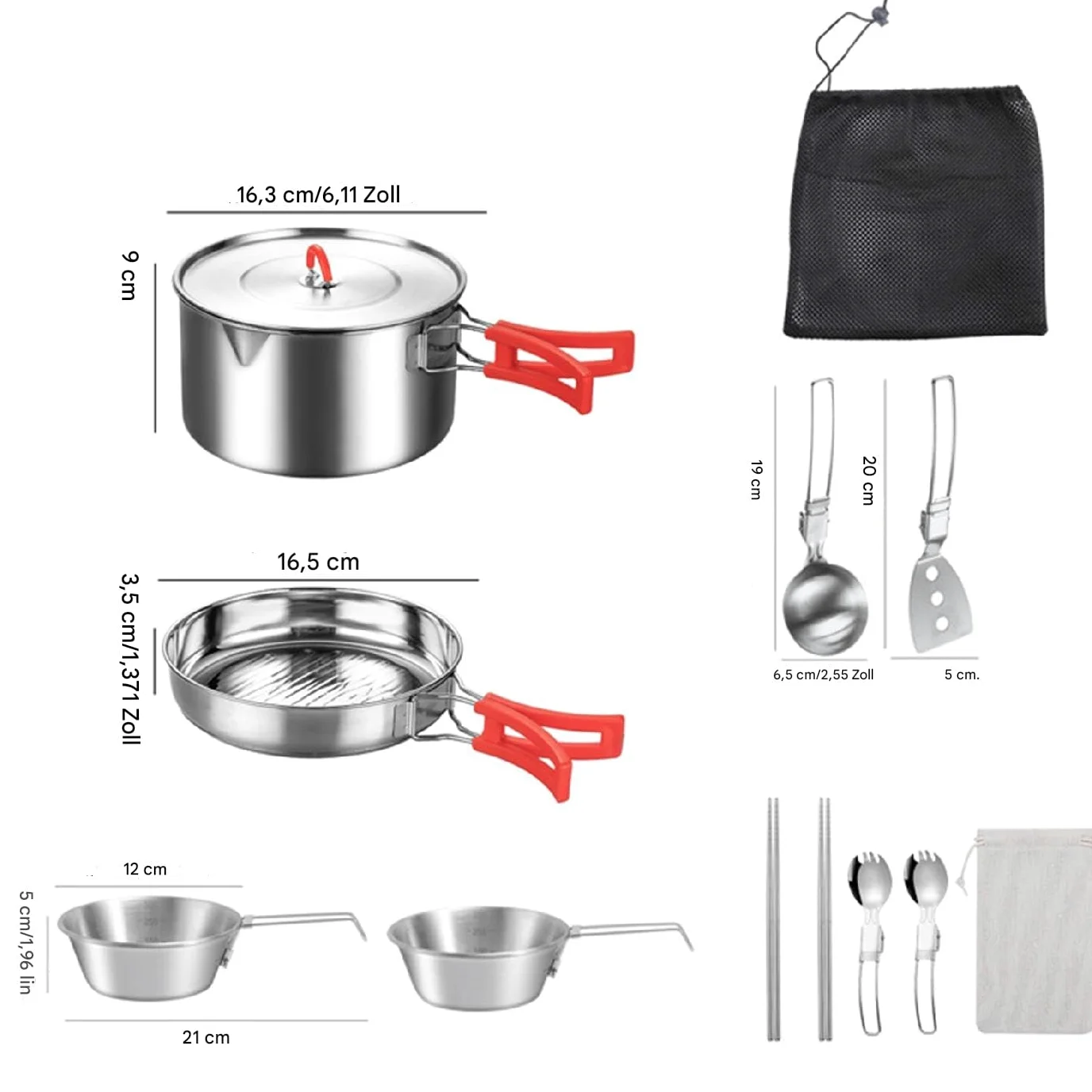 Kit Cocina Camping Equipo De Supervivencia Ligero Con Olla Sartén Y | Juego De Ollas Para Camping Para Acampar, Cocinar, Aire Libre, Senderismo, Pesca, Viaje