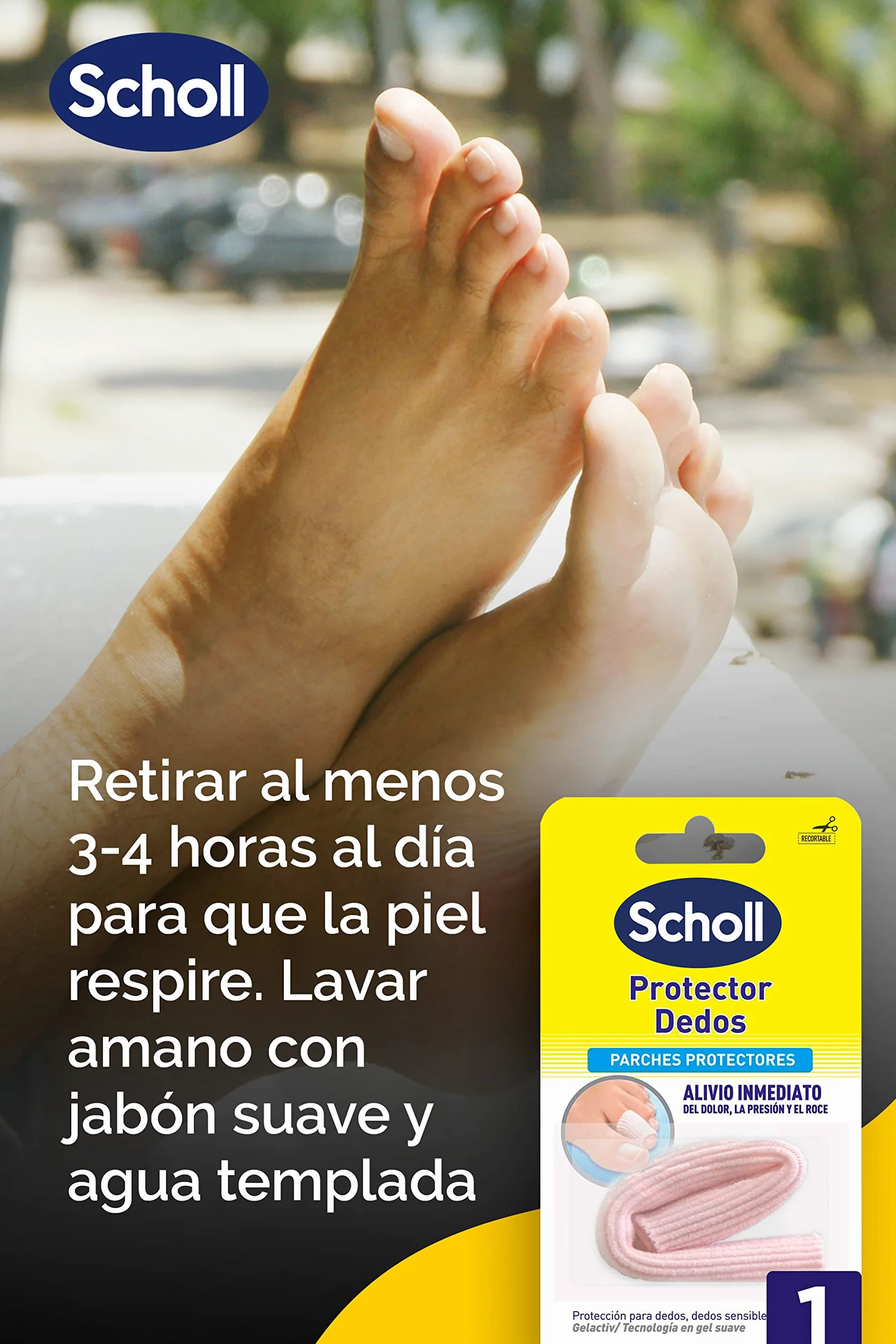 Scholl Tubo Protector para Dedos, Uñas y Callos, Alivio del Dolor, Negro