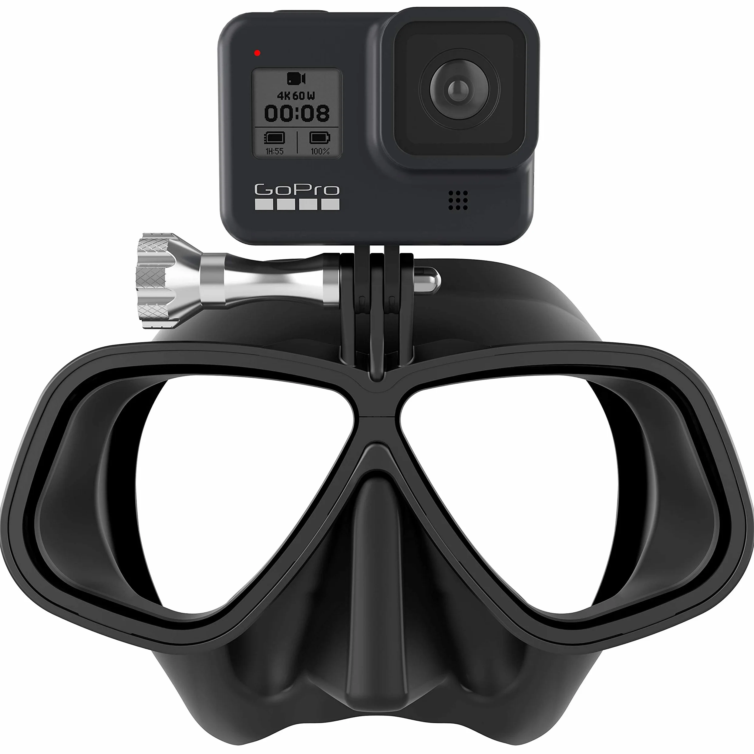 Octomask Unisex Freediver GoPro máscara de Buceo y Snorkel, Color Negro, un tamaño