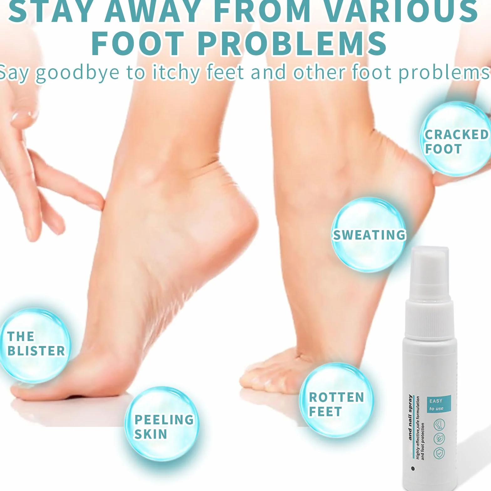 Spray para hongos en los pies y uñas, 2 unidades, reparación de uñas y control de olores