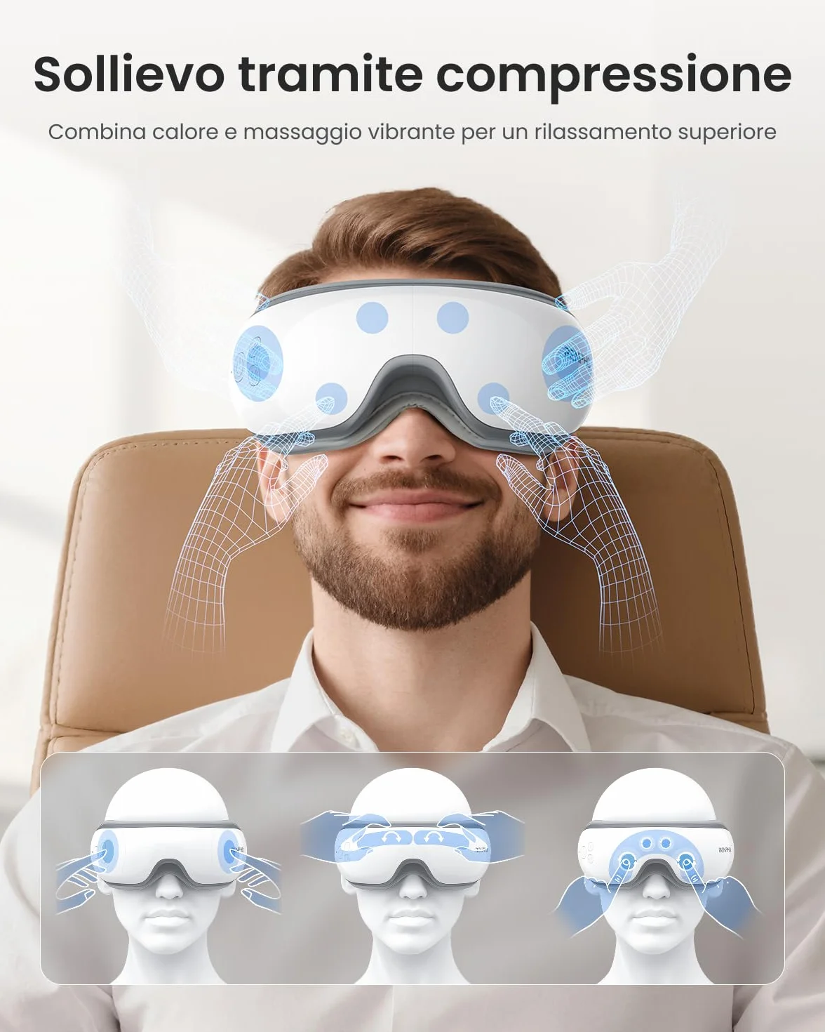 RENPHO Eyeris 1 Masajeador de ojos con calor Bluetooth Plegable para aliviar tensión ocular