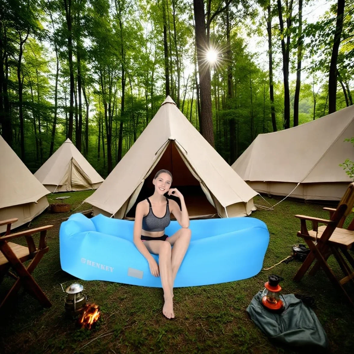 Tumbona Hinchable, Impermeable, antifugas de Aire, con Embalaje portátil, sofá Inflable y Silla de Aire para Viajes, acampadas, Senderismo y Fiestas en la Playa