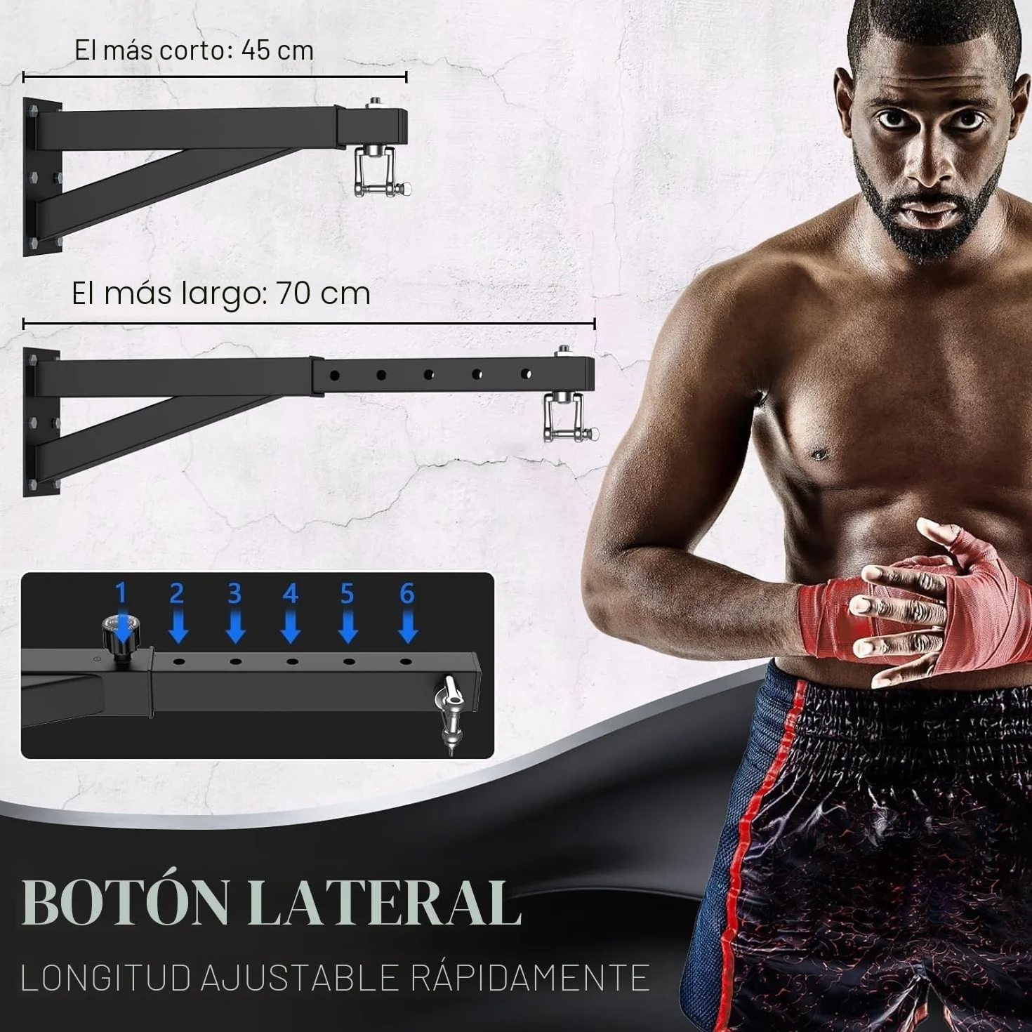 IMAYCC Profesional Soporte Saco Boxeo Pared, Ajustable Soporte para Saco de Boxeo para Hogar, Gimnasio, Kickboxing, Muay Thai, Entre Otros.