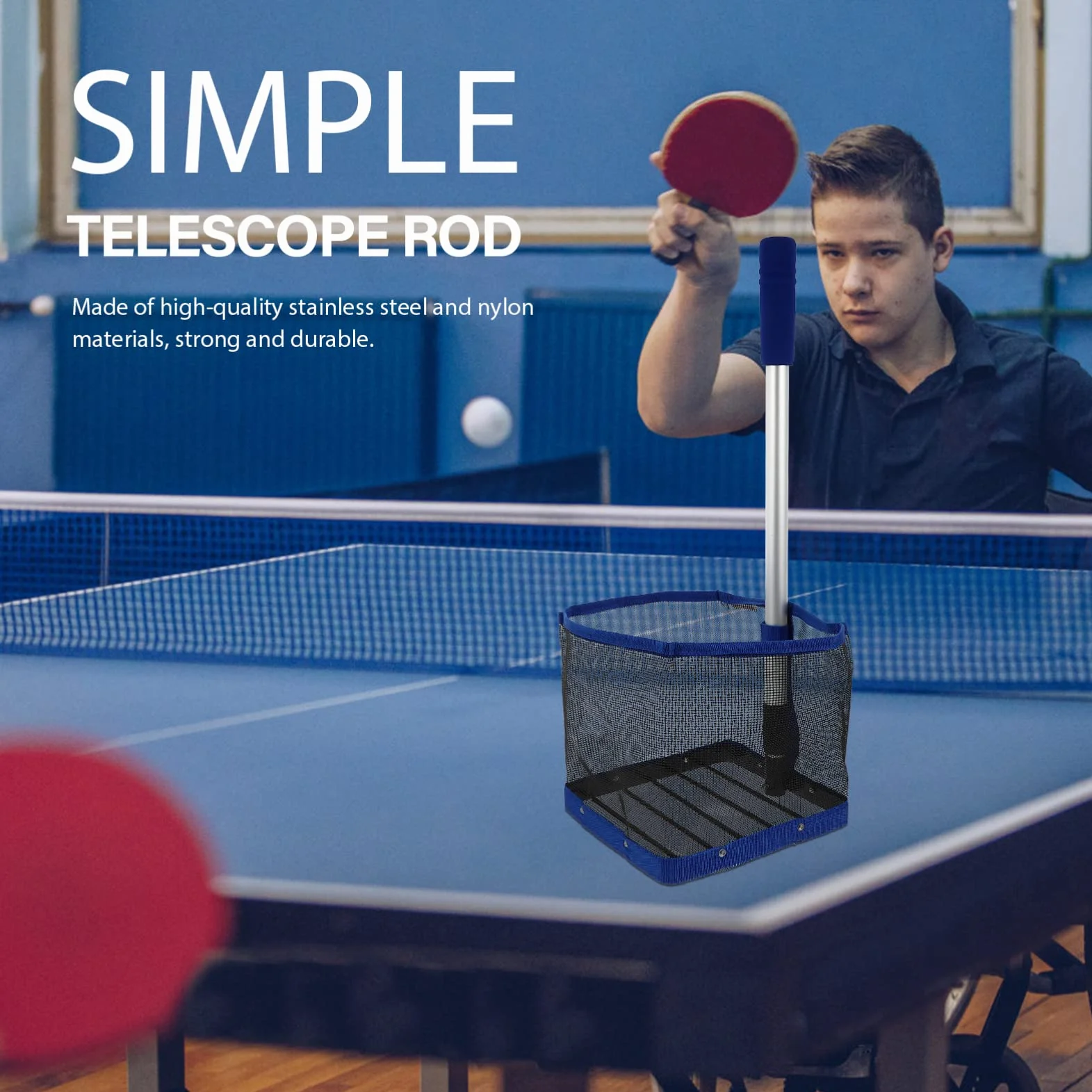 Toddmomy Recogedor De Bolas Recogedor De Bolas Telescopio Portátil Nailon Tenis De Mesa Retriever Profesional Colector De Bolas De -Pong -Pong Colector Neto Recogedor De Tenis De