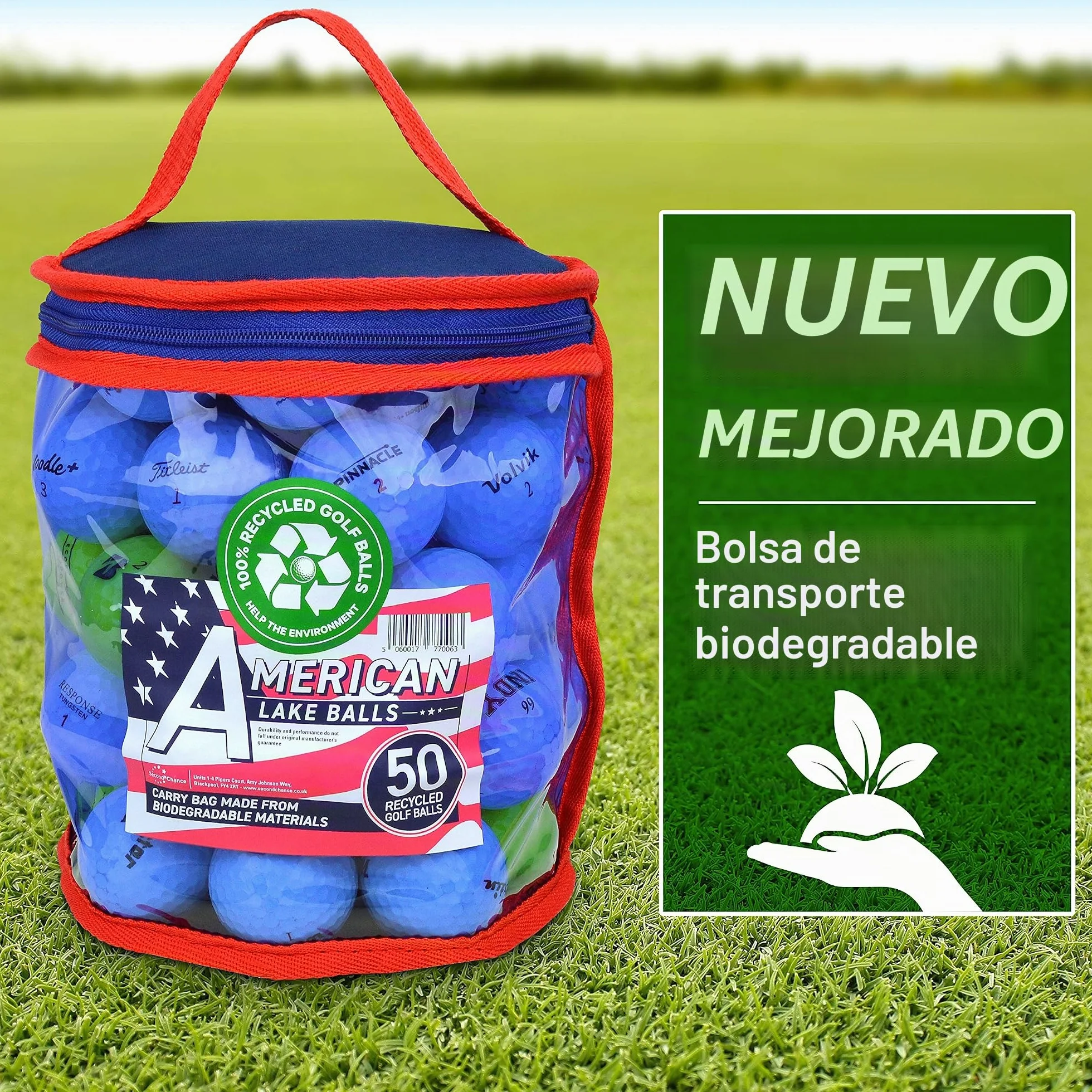 Second Chance Lake - Pelotas de Golf con Bolsa de Transporte Reutilizable – Elija 25, 36, 50 o 100 Pelotas de Golf, lakeball
