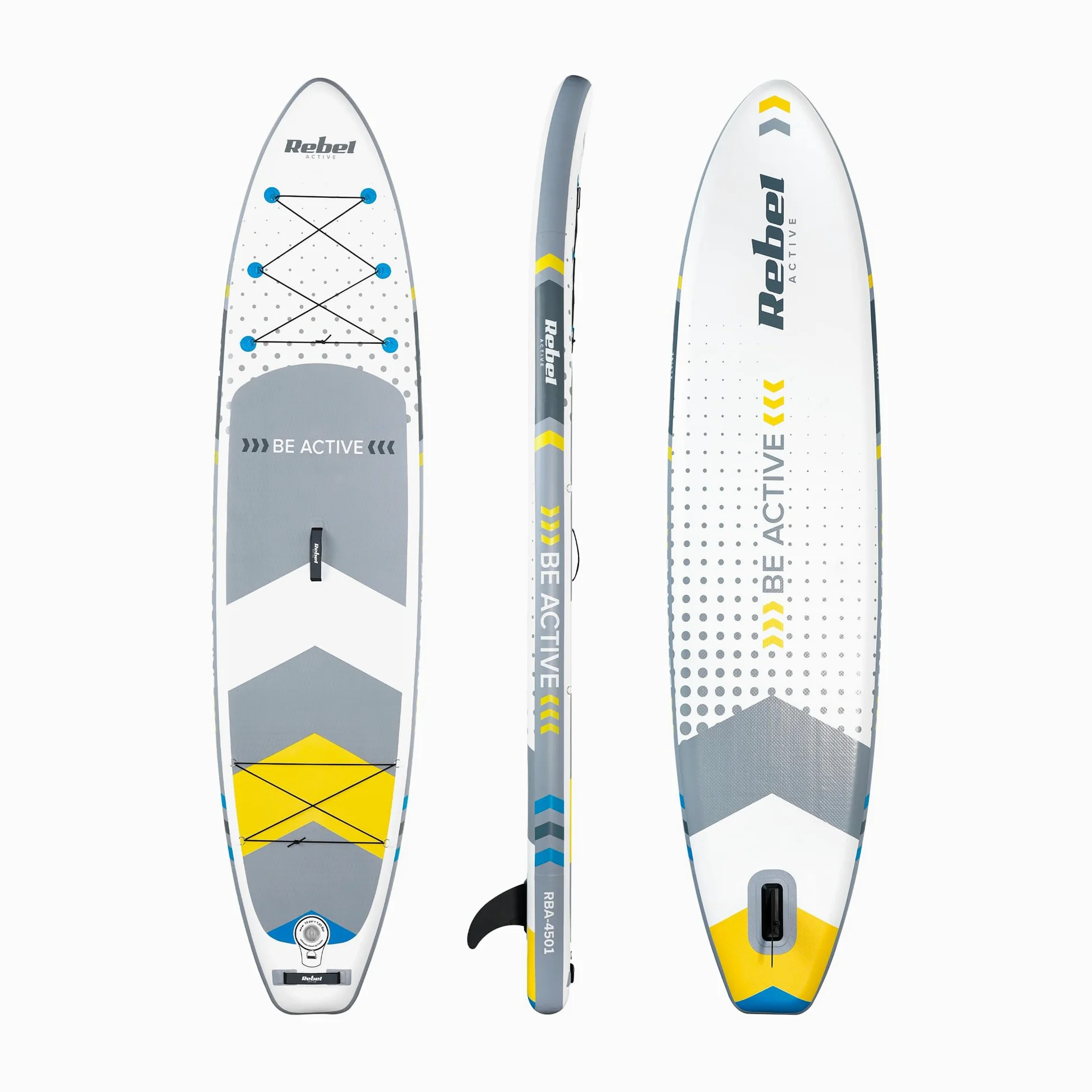 Rebel Electro Tabla de Sup Inflable de Natación Drop-Stitch 350 cm Juego de Remo Bomba Mochila RBA-4500-WH