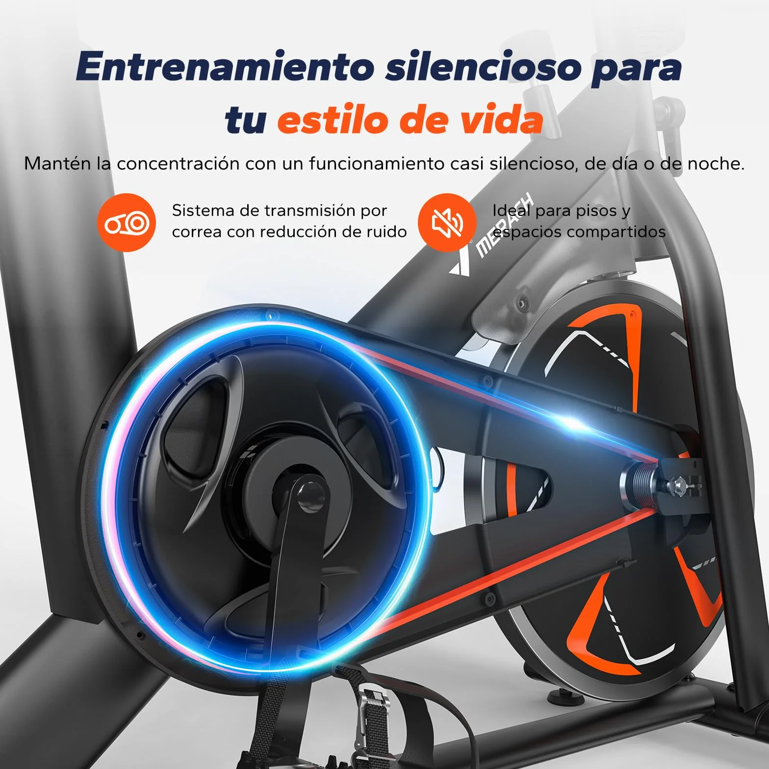 MERACH Bicicleta Estática con Resistencia Magnética, Bicicleta de Interior Silenciosa con Sillín de Aire Amortiguado, Monitor LED, App Propia, Marco en H Estable para Mayor Soporte, Capacidad 150KG