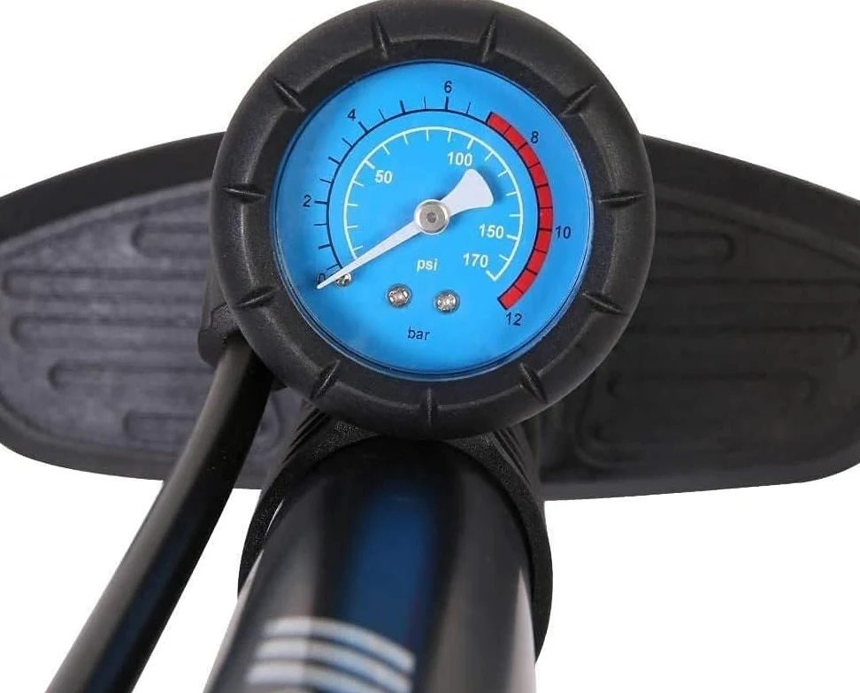 Bomba de pie para bicicleta de 170 psi, con manómetro, válvula Presta y válvula Schrader, válvulas dobles, inflado rápido, soporte ancho, agarre cómodo, mini bomba de pie portátil para bicicleta com