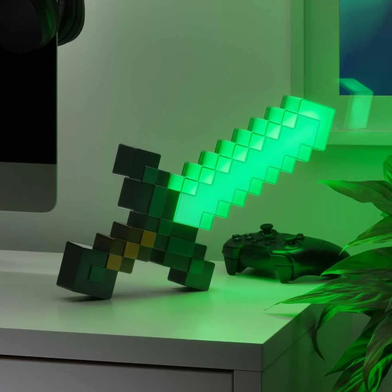 Espada de diamante Minecraft Oficial 3 Modos Luz Dinámica Reacción Sonido USB Batería Decoración
