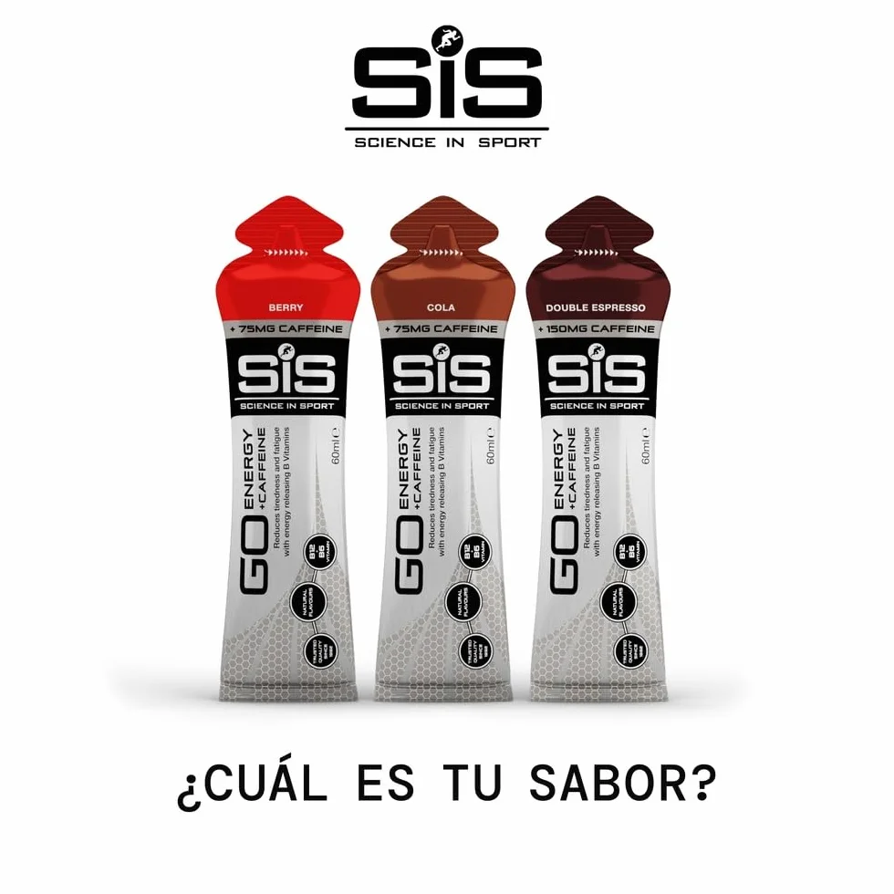 Science in Sport GO Energy + Caffeine 30x60ml Cola Gel 150mg cafeína 22g carbohidratos Energía deportes resistencia