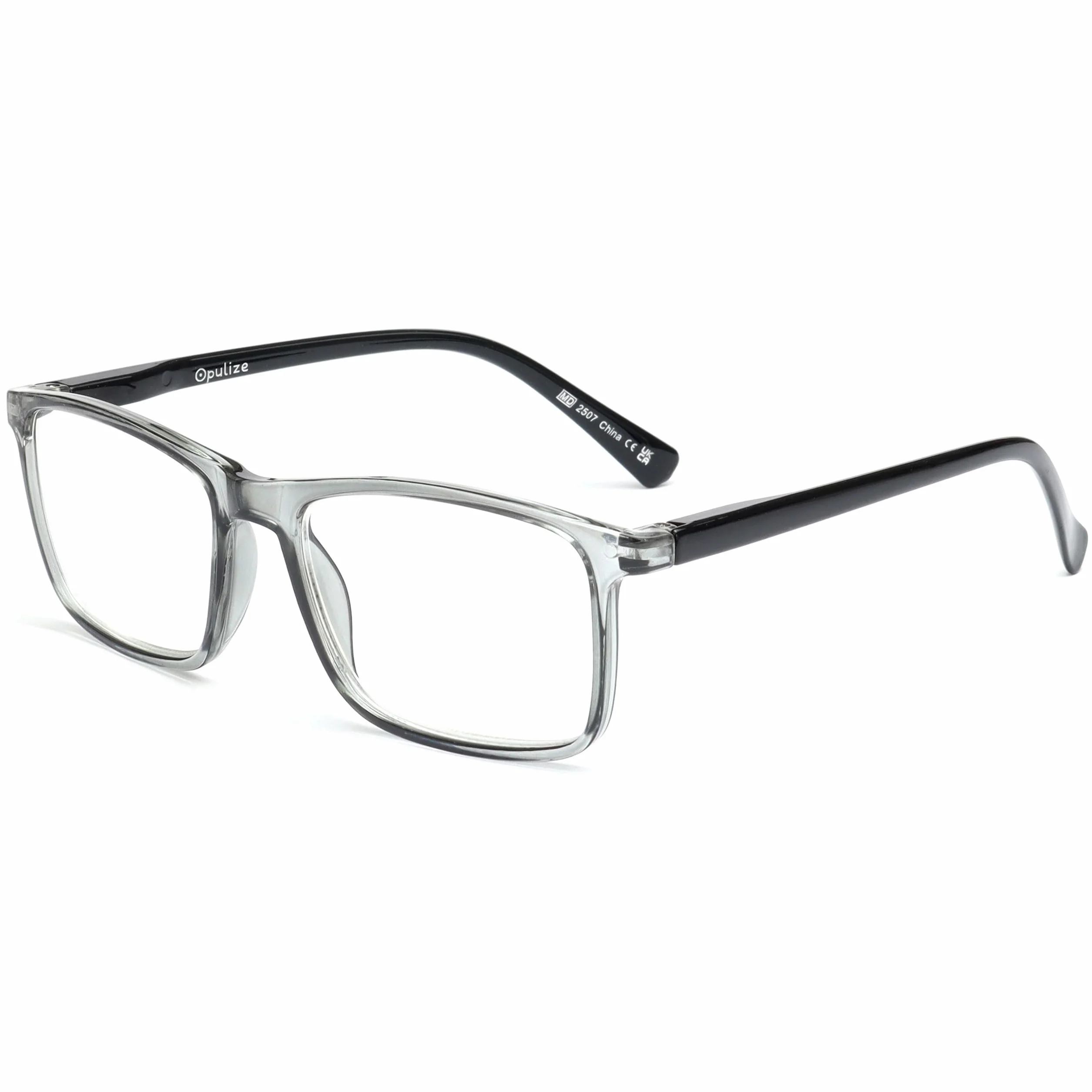 OPULIZE Gafas De Lectura Grande Negro Gris +1,00 Hombres Mujeres Bisagras Resorte