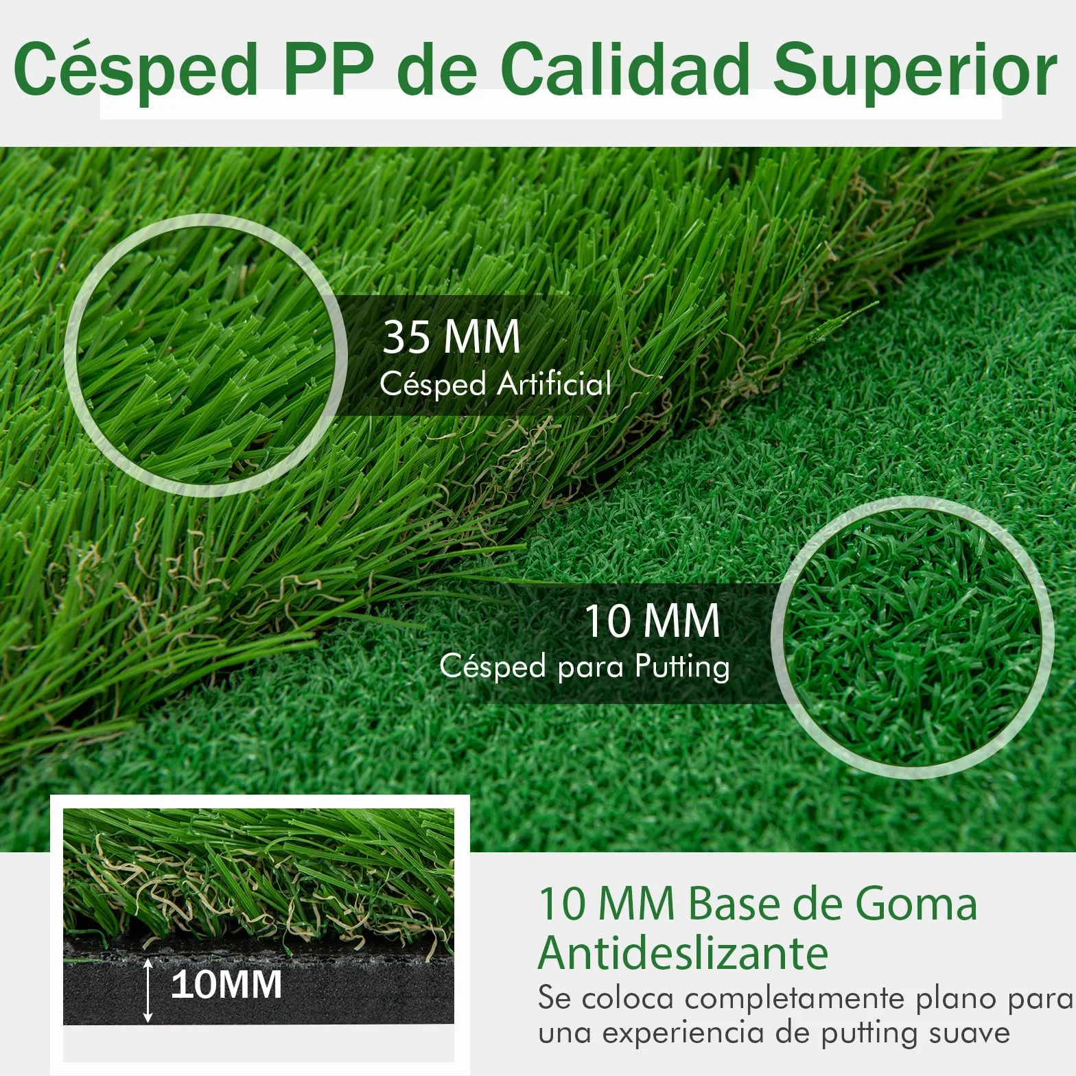 COSTWAY Alfombra de Putting de Golf 300x100 cm 3 Hoyos Banderas Tazas
