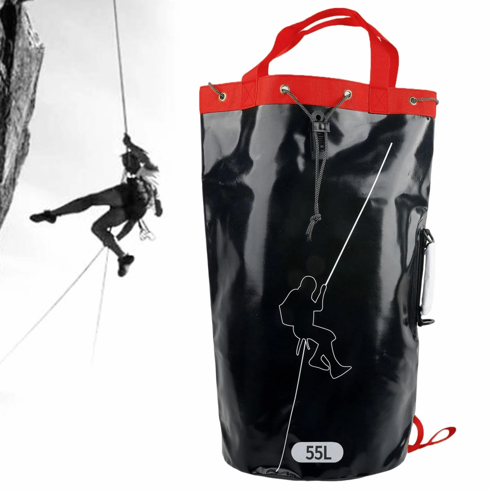Bolsa de Engranaje de Cuerda de trepadora Mochila de Engranaje de Escalada 3 bucles de Cuerda empotrados de Fondo Reforzado PVC para montañismo