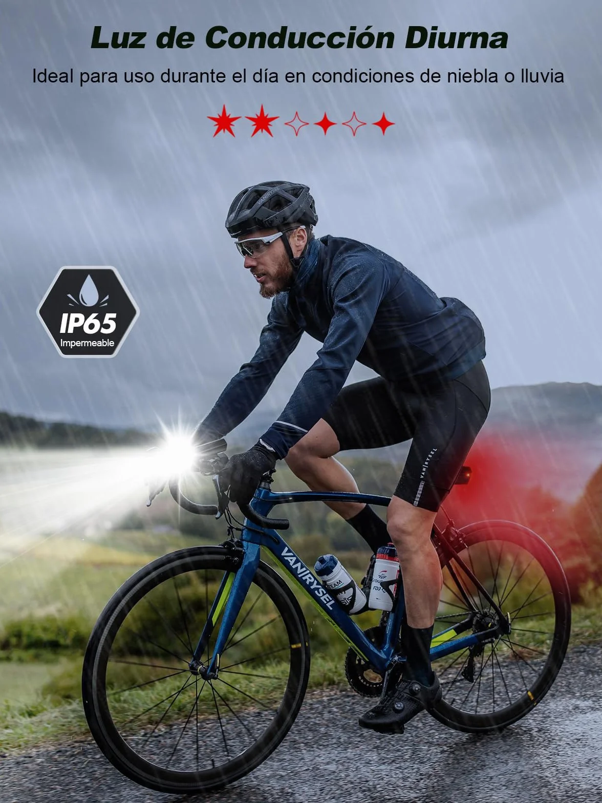 Glangeh Luces Bicicleta Delantera y Trasera Recargables Súper Brillantes, 4+6 Modos Luz Bicicleta Delantera LED,Luces Laterales, IP65 Impermeable- Accesorios Iluminación Bicicleta para Día/Noche Niños