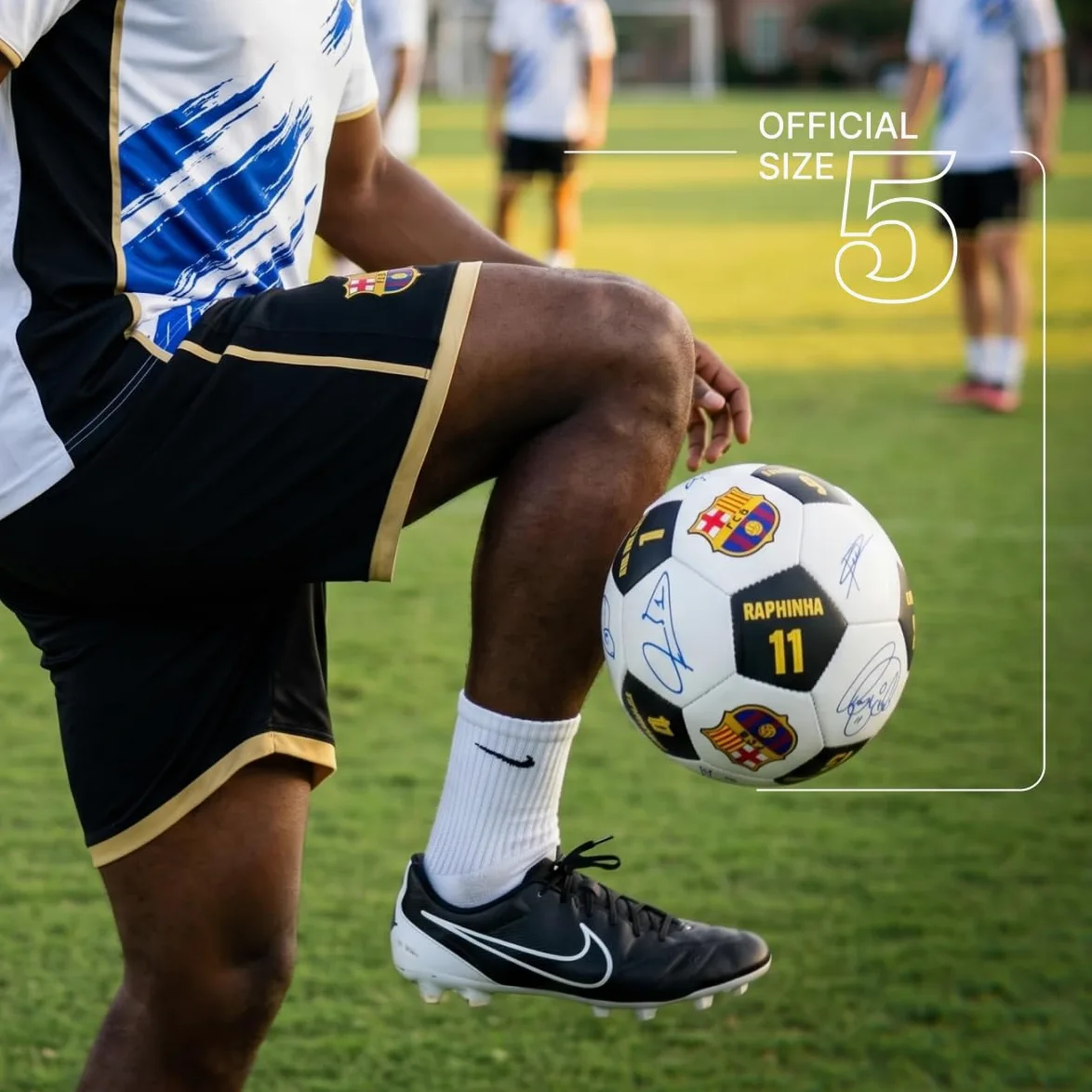 Maccabi Art Balón de fútbol oficial del FC Barcelona con firmas de jugador y números de jugador, talla 5