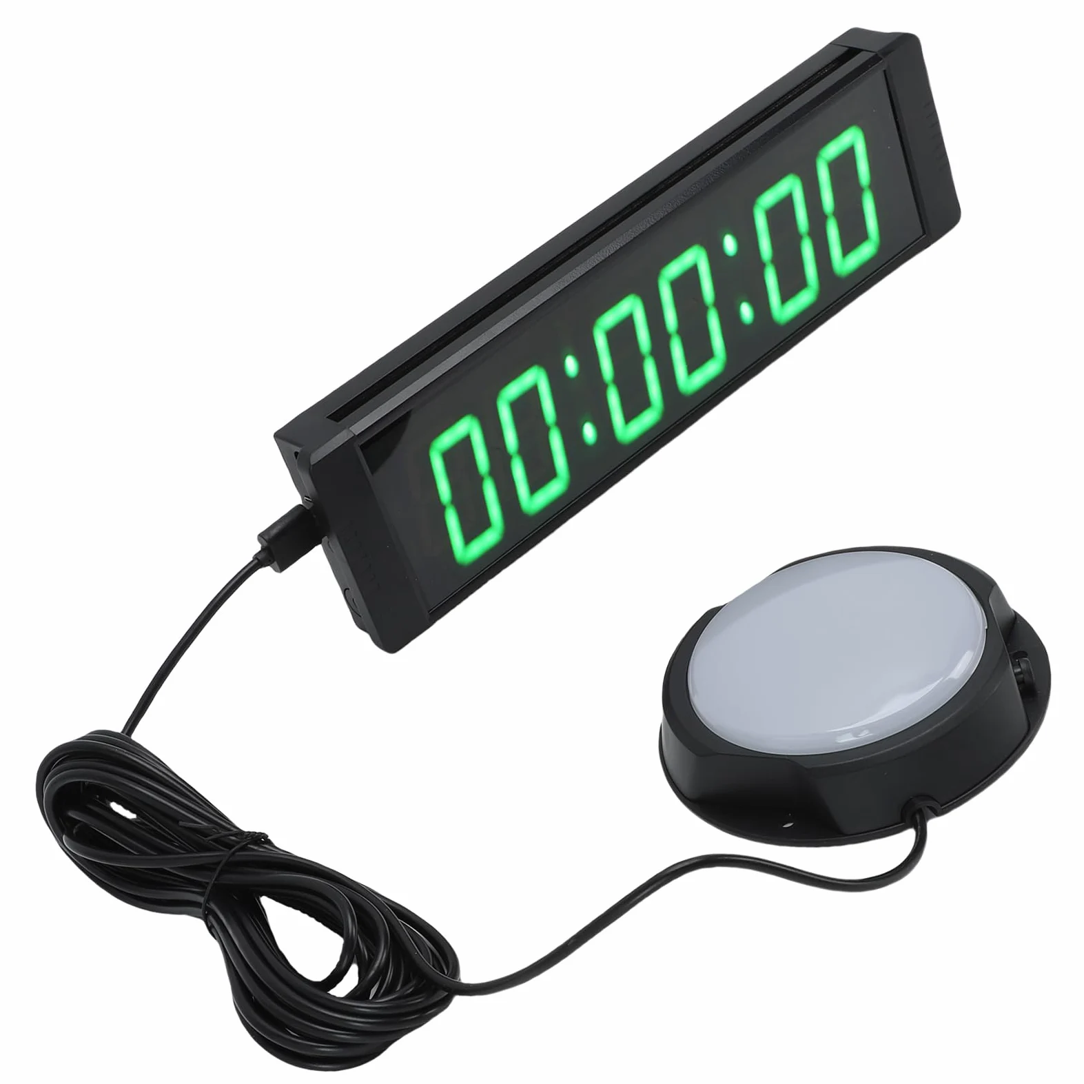 Focket Temporizador de, 6 Dígitos, Pantalla LED Verde de 1,5 Pulgadas, Cronómetro, Temporizador de Cuenta Regresiva Multifunción con Control Remoto y Botón con Cable para Eventos, Reuniones