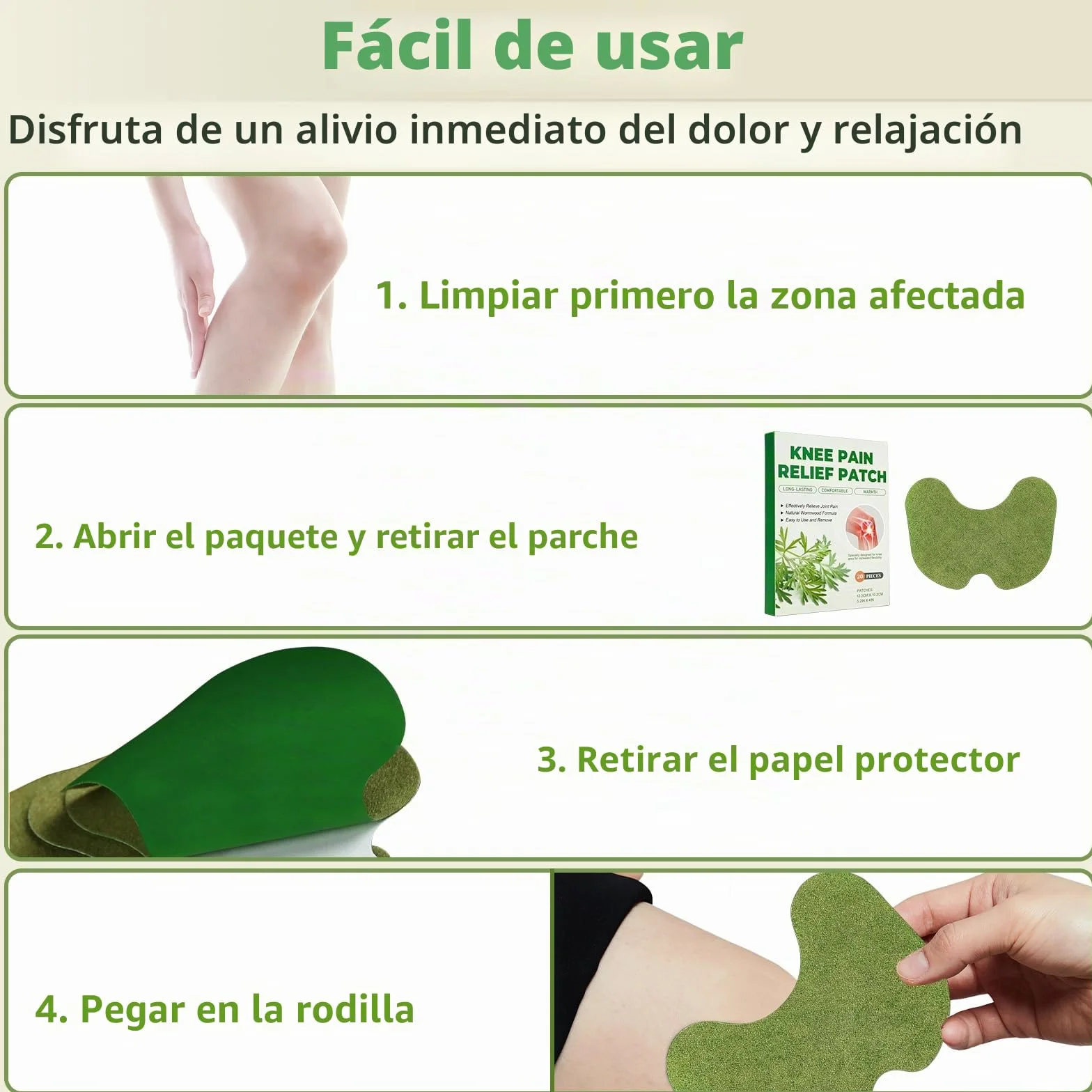 Holilo Parches para Aliviar el Dolor de Rodilla, 40 Parches de Ajenjo para Inflamación