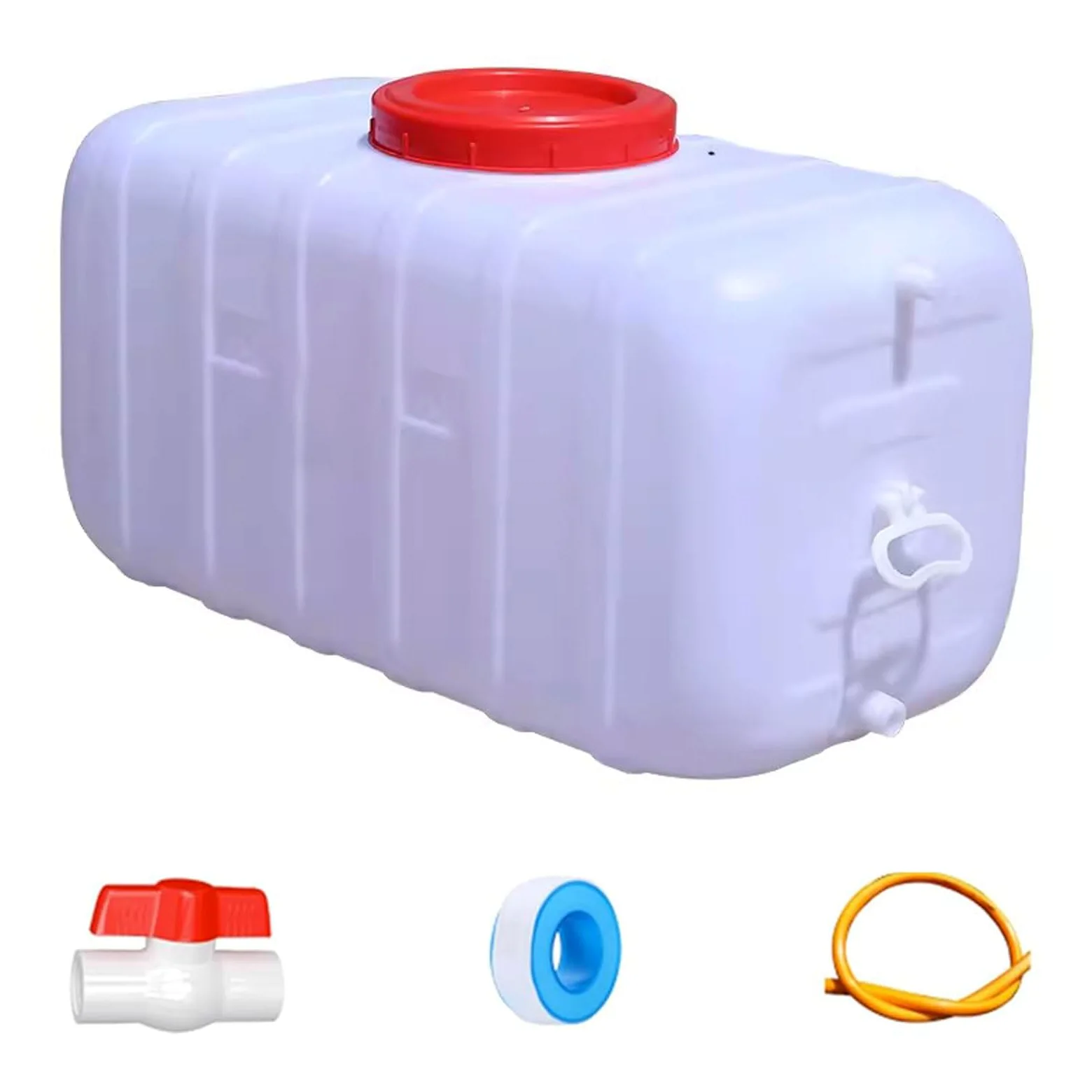 Bidon Agua Plástico con Grifo para Camping, Grande Depósito de Agua Portátil con Asa Alimentario para Camping Emergencia Contenedor De Agua(Size:110L,Color:Blanco)