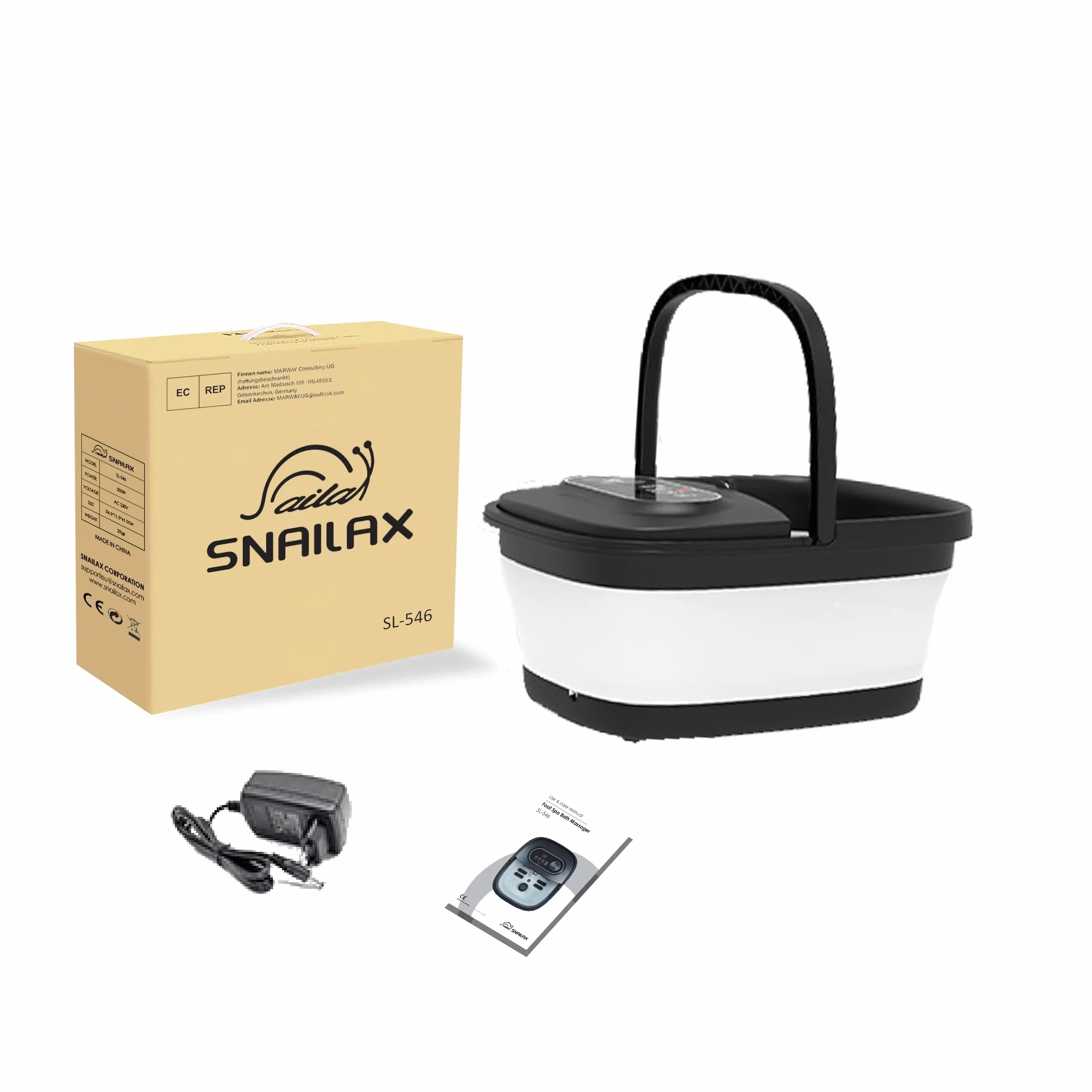 Snailax Baño de pies plegable con masaje y calefacción, baño de burbujas Shiatsu, 14 niveles de calor, 35-48°C
