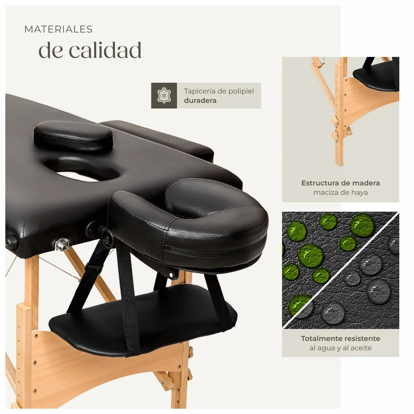 Tectake Camilla Masaje Plegable de Aluminio Profesional para Fisioterapia, Altura Ajustable, 3 Zonas, con Bolsa Transporte - Negro