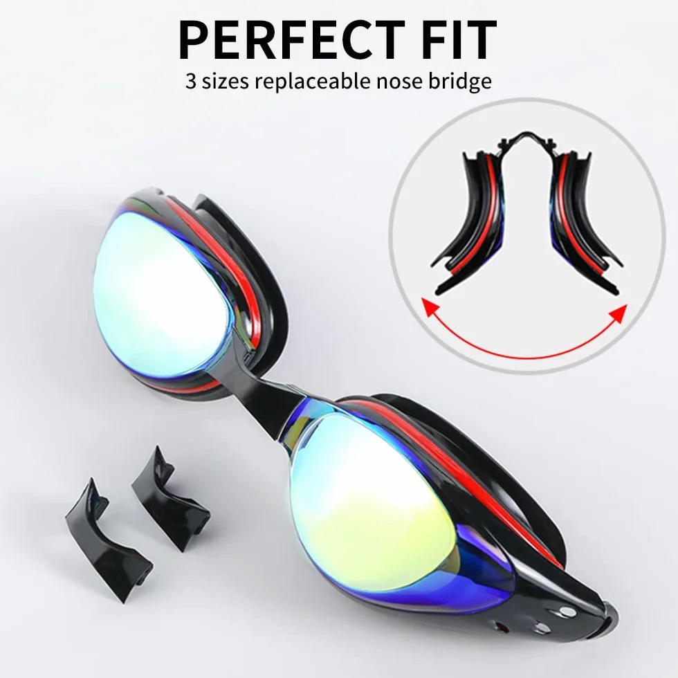 Gafas de natación, Gafas de natación con Lentes Anti Niebla para Mujer niños Hombres, Gafas de natación, -4, Negro