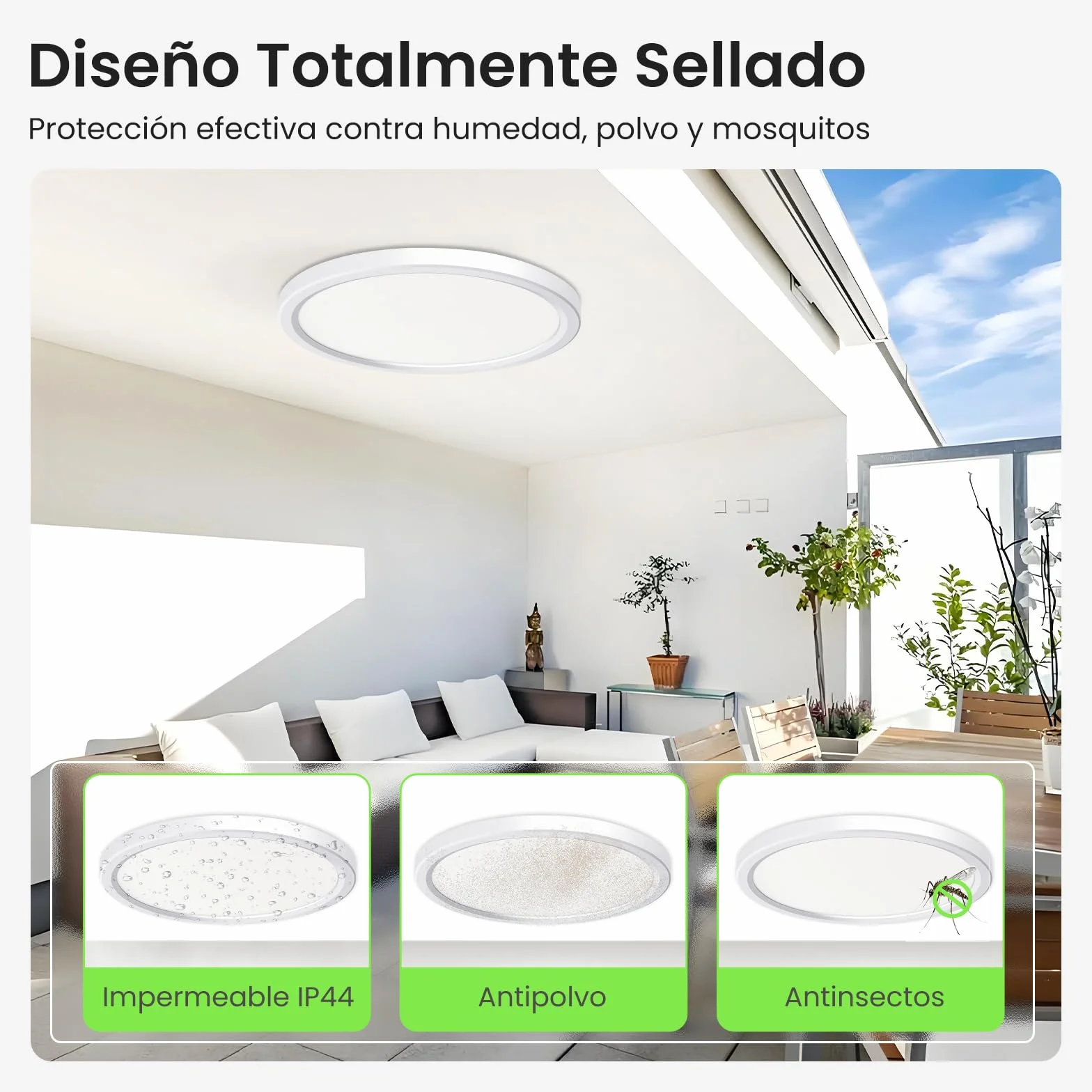 ALUSSO Plafon LED con Sensor de Movimiento Radar 18W 1600LM 3000K/4000K/6500K IP44 22cm
