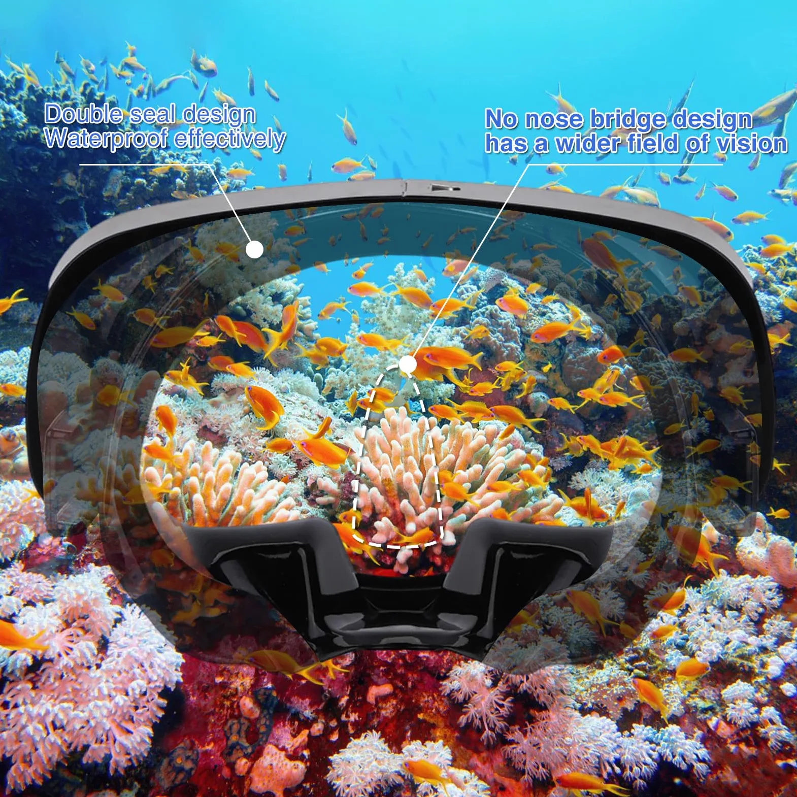 Mascarilla Gafas Buceo con Válvula de Drenaje Amplia Vista Adecuada para Adultos, Buceo, Buceo Libre y Esnórquel