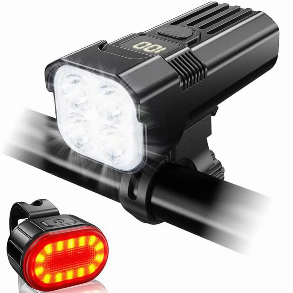 TIORU 5000Mah Luces De Bicicleta USB Recargable Led Bicicleta Luz Trasera Delantera Faro Trasero Conjunto De Luces Traseras Linterna De Ciclismo Accesorios De Bicicleta