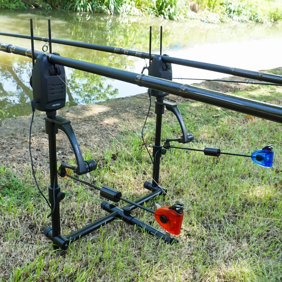 Hirisi Tackle Juego de alarma y receptor de mordedura de pesca de carpa con barra de oreja en caso (2 más 2)