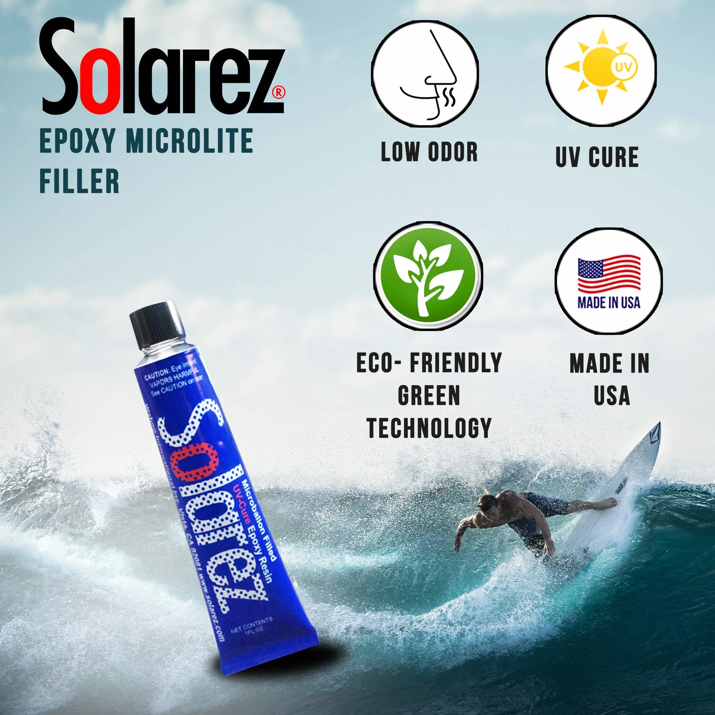 Solarez Epoxy 1 oz Low Lite white Ding Repair