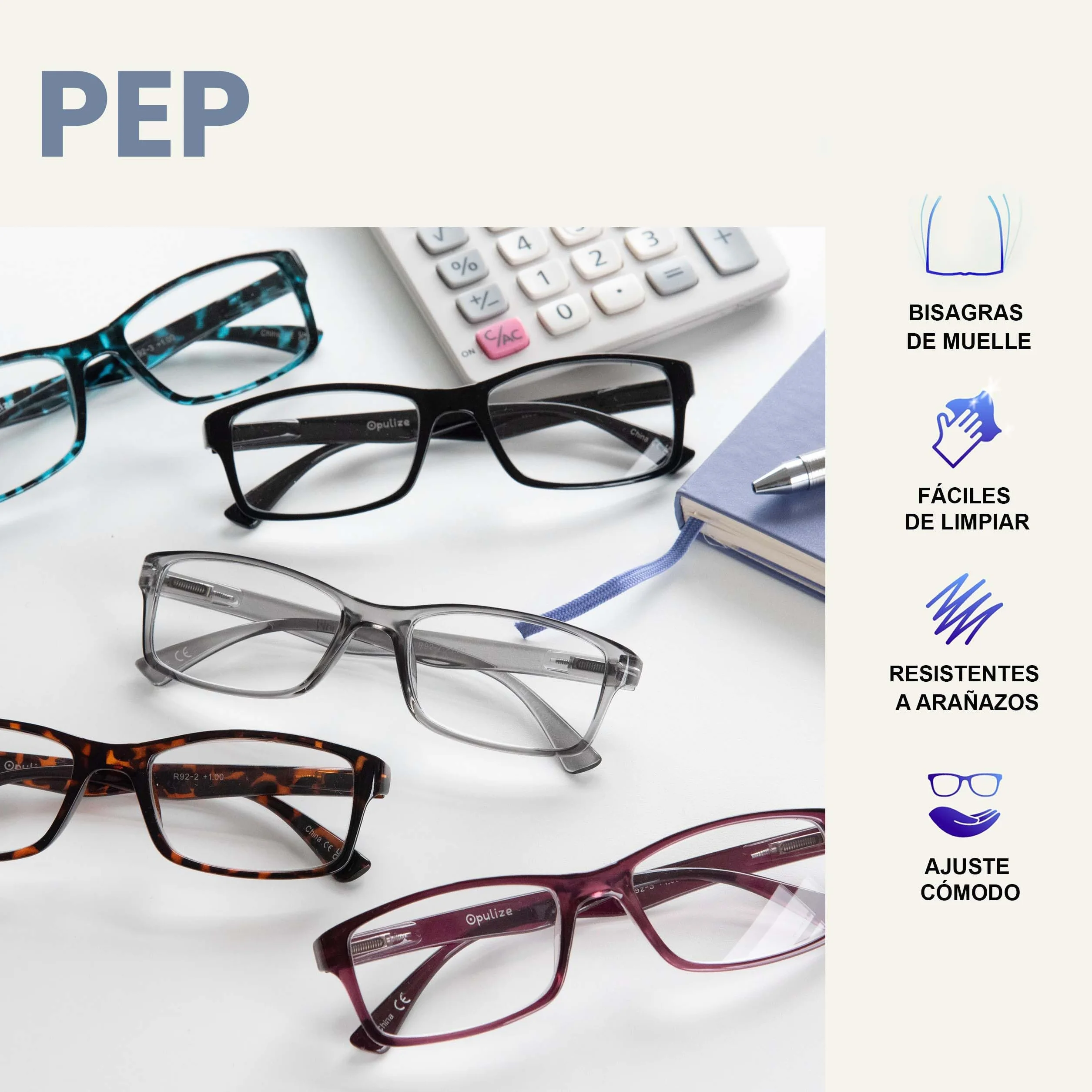 OPULIZE Gafas De Lectura Negro Pack 4 Estilo Diseñador +1,50