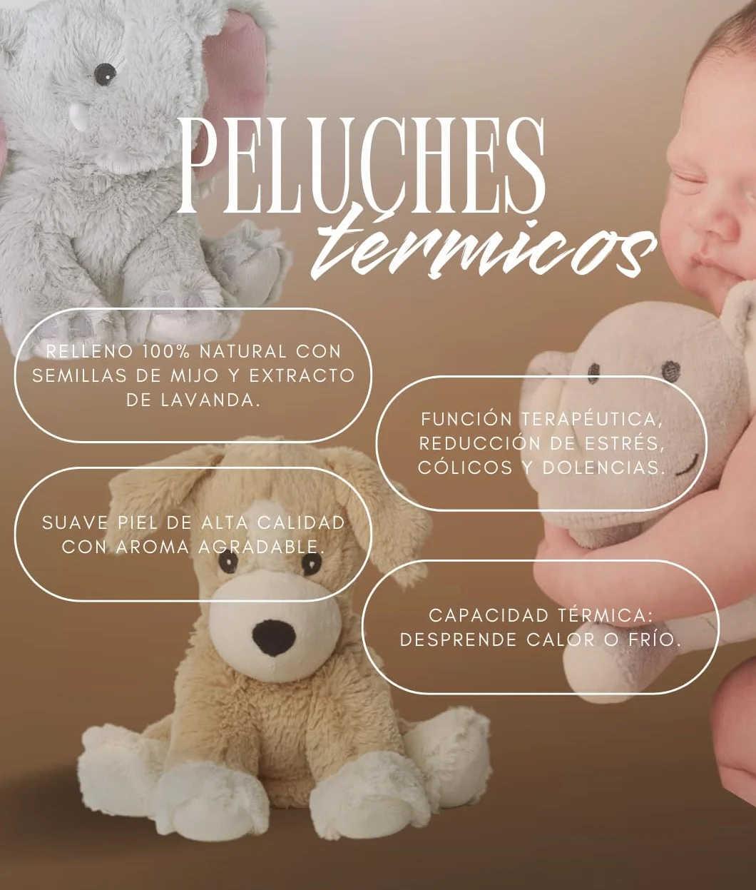 Peluche Térmico de Lavanda con Semillas Apto Microondas Calor Frío Oso Dormilón Púrpura