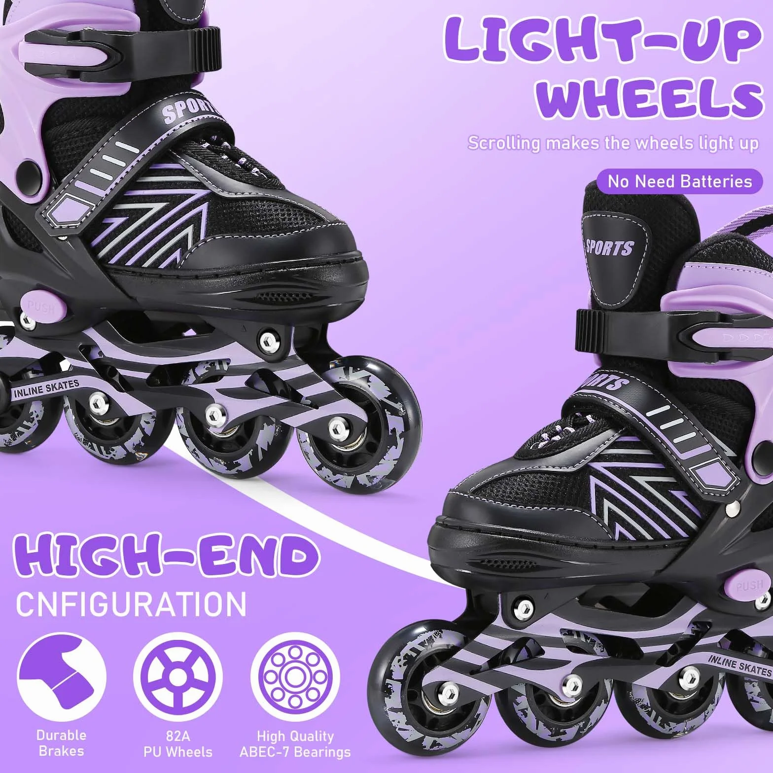 Patines Ajustables para Niños con Ruedas de Iluminación para Principiantes