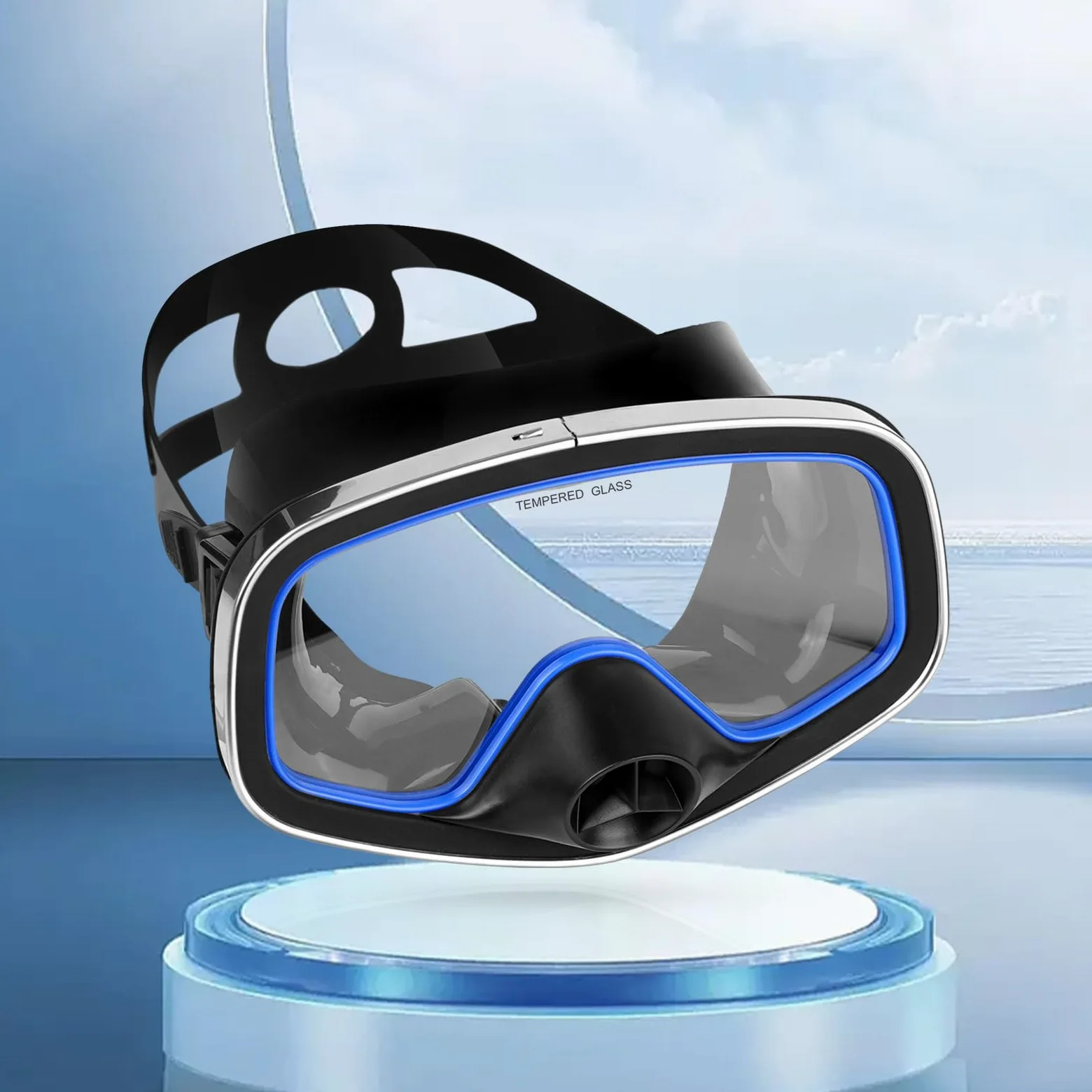 Máscara de buceo con válvula de drenaje amplia vista adecuada para adultos, buceo, buceo libre y máscara de gafas de esnórquel