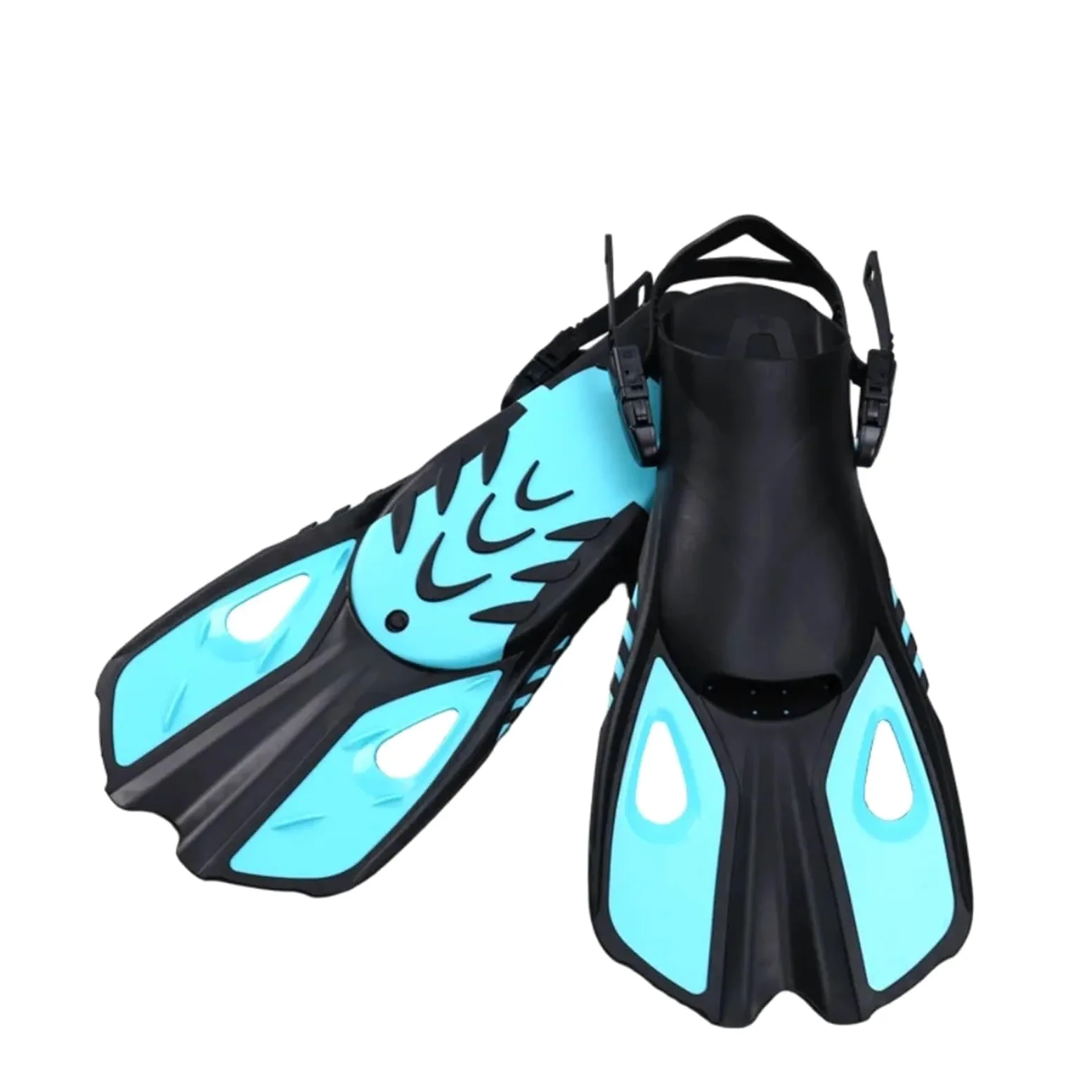 Aletas de Entrenamiento Aletas de Snorkel natación Zapatos Buceo Cortos Ranas Pato Ajustables Silicona Tamaño Viaje Talón Abierto Adulto para Entrenamiento Acuático