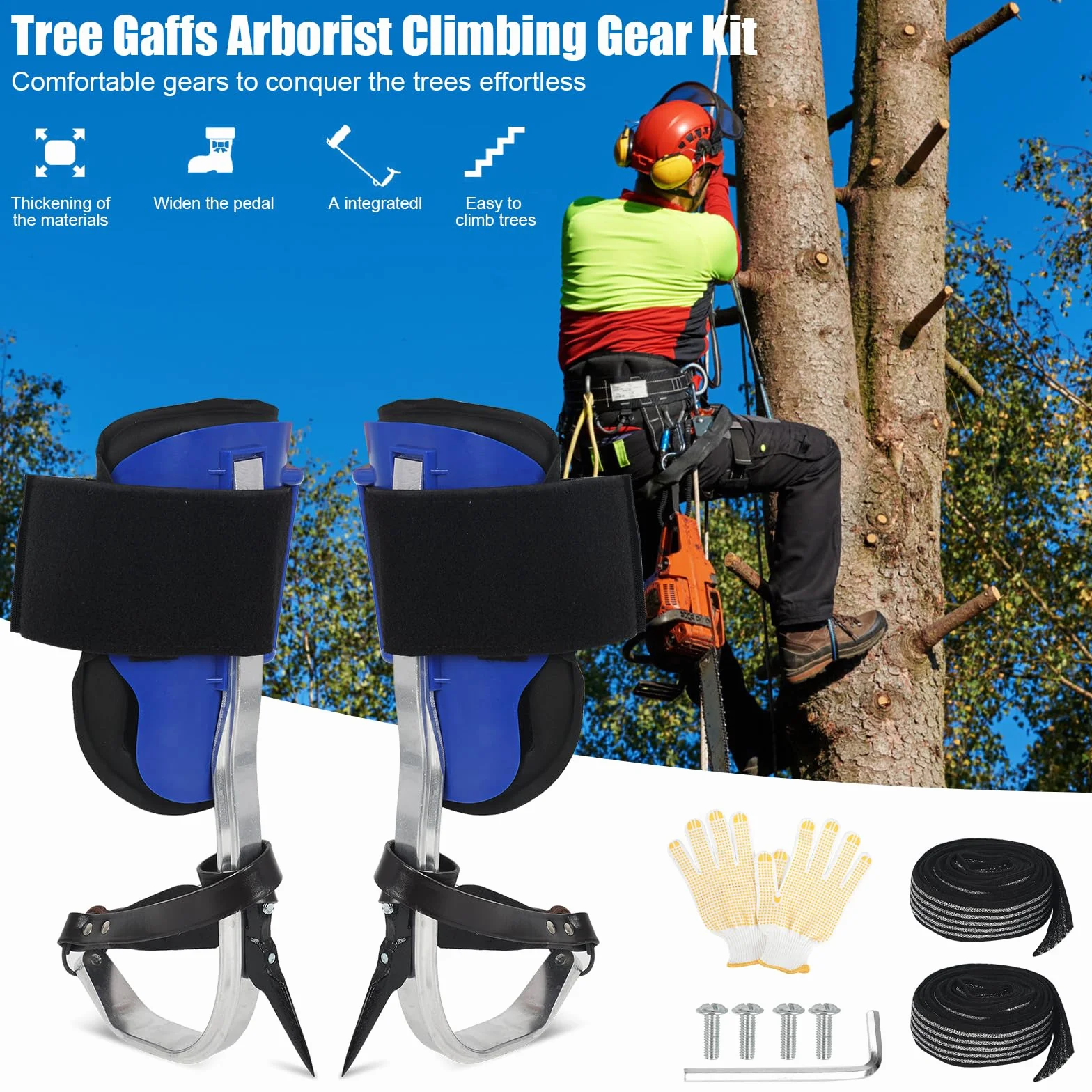Equipo de escalada de árboles, altura ajustable crampones trepadores de árboles, zapatos de escalada de árboles, crampones de árboles, para practicar escalada de árboles, supervivencia en la selva,