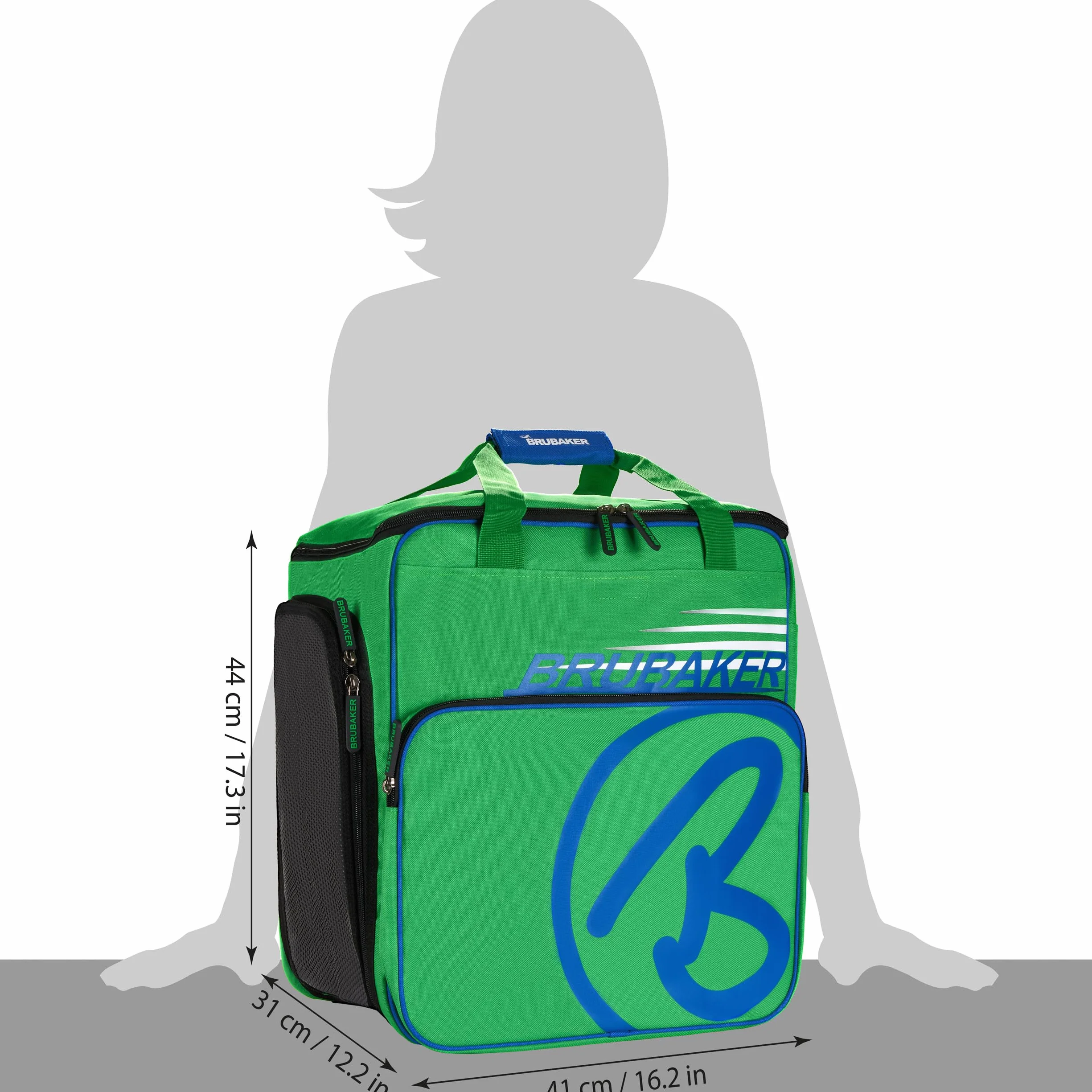 BRUBAKER 'Super Champion 2.0' Bolso para Deporte - Mochila Porta Botas De Esquí - Verde/Azul