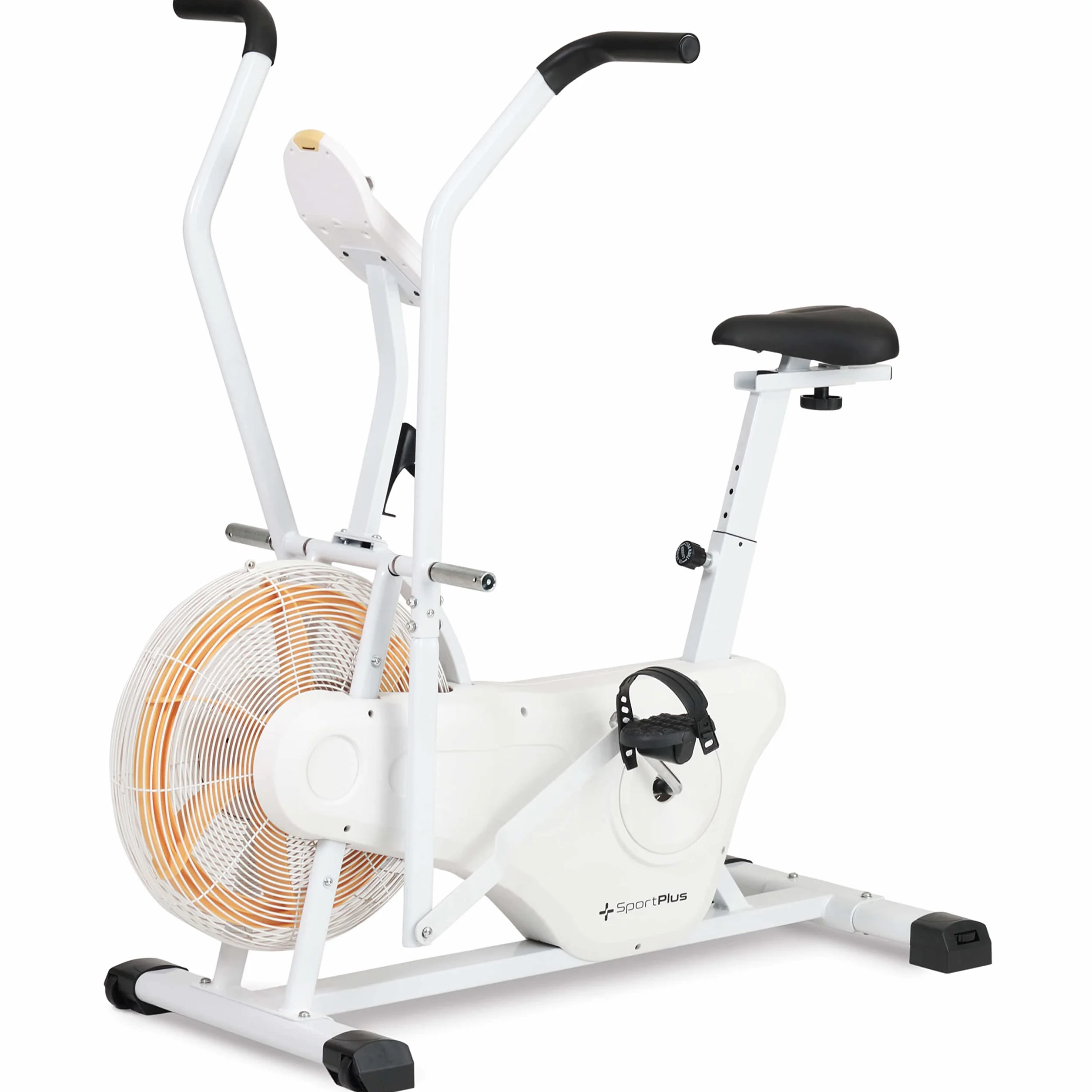 SportPlus | Professional Air Bike con resistencia de aire, opcionalmente con compatibilidad con app, bicicleta estática para HIIT, ordenador de entrenamiento inteligente, cargable hasta 135 kg.