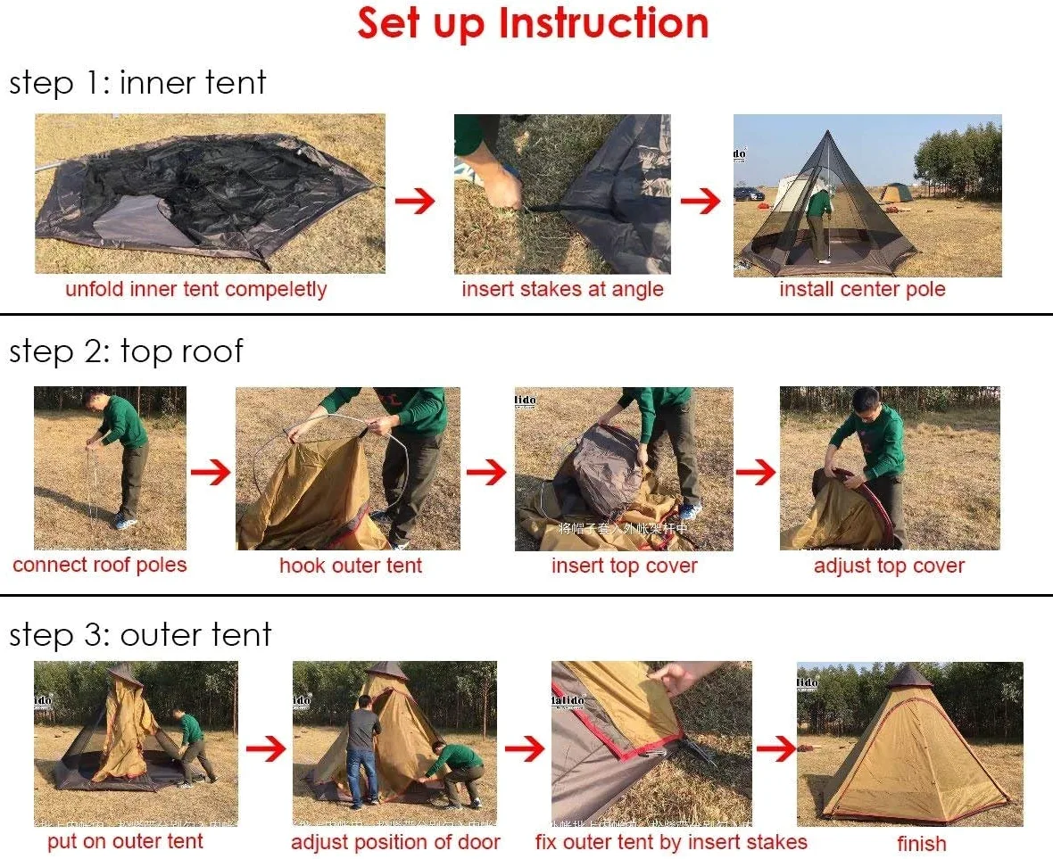 TentHome Tipi - Tienda de campaña para camping al aire libre, senderismo, caza, 380 cm, 380 cm, 12,5 pies, doble capa, para camping, al aire libre