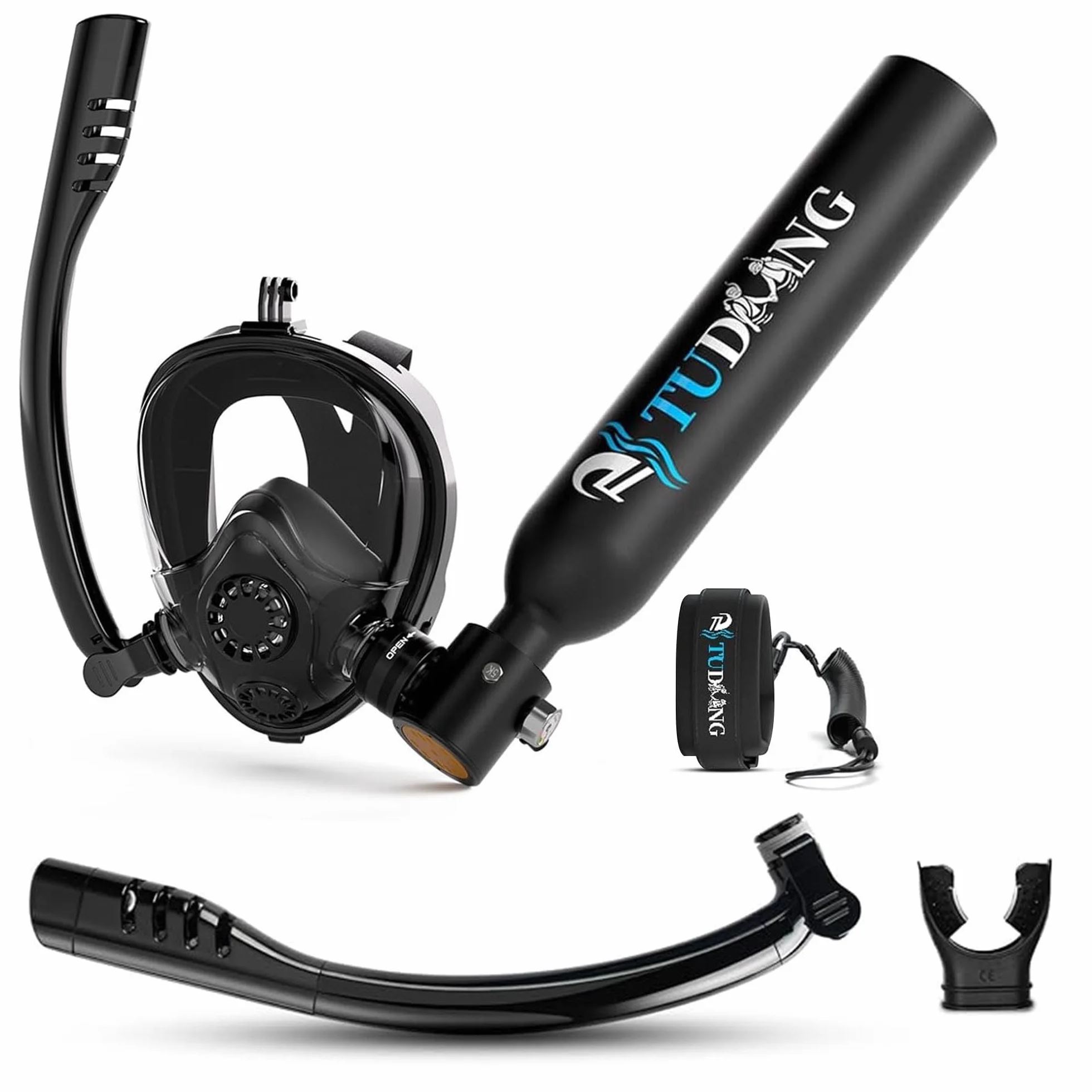 TUDIVING-Kit de Tanque de Buceo portátil, Mini Tanque de Buceo de 1L, Tanque de pulmón Reutilizable para Rescate de Emergencia, exploración submarina